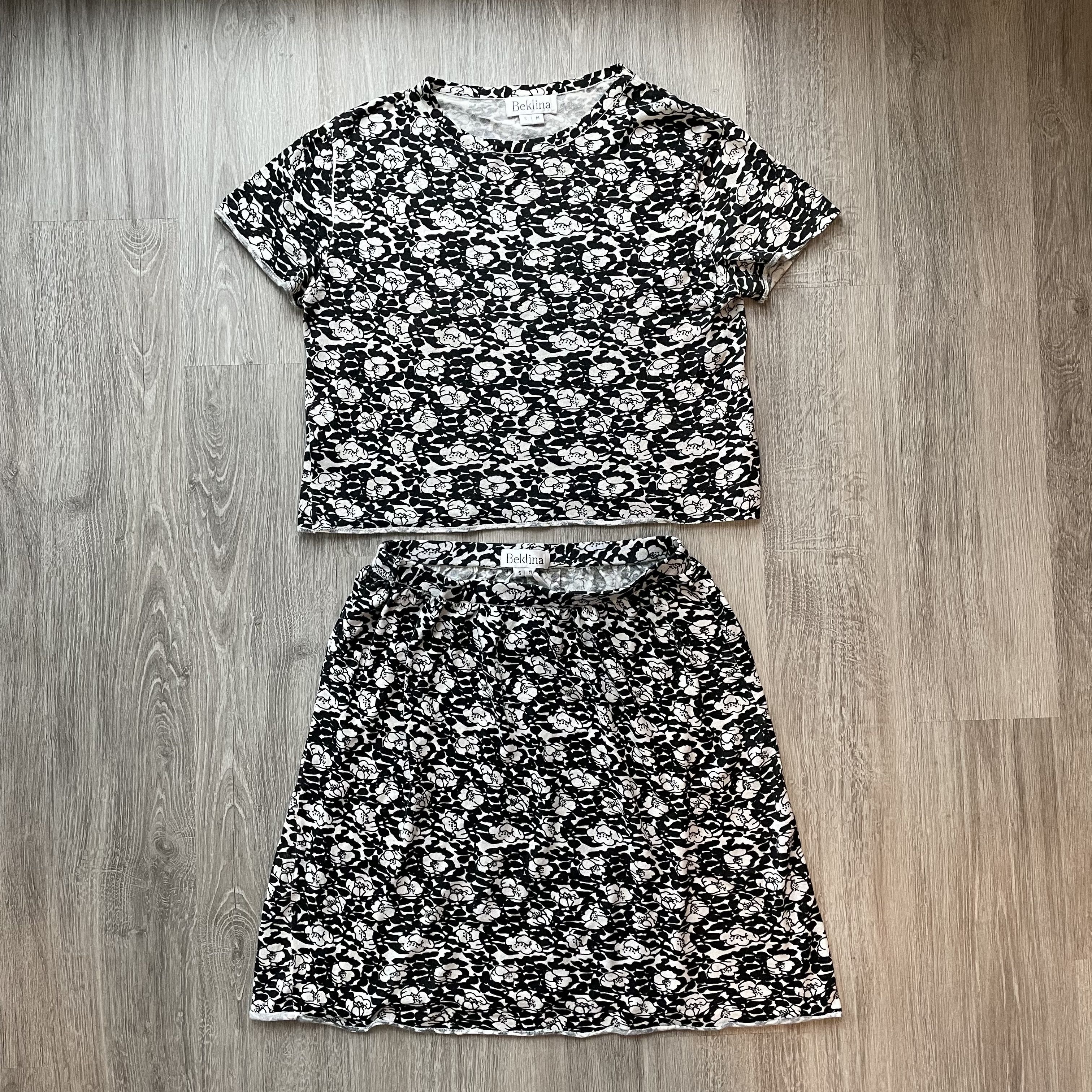 Beklina Beklina Floral Knit Crop Top and Skirt Set Black White S/M Size M / US 6-8 / IT 42-44 - 2 Thumbnail