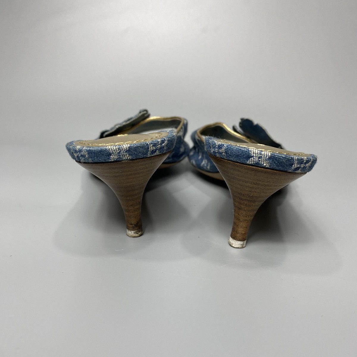 Louis Vuitton Blue Denim Flower Heels Size US 8 / IT 38 - 6 Thumbnail