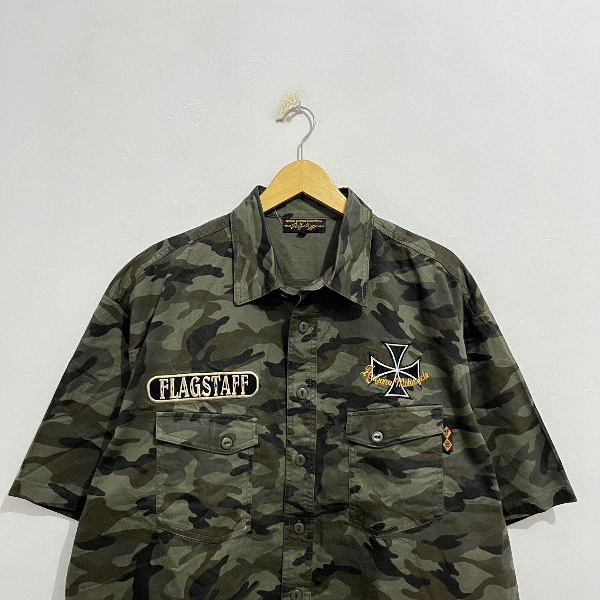 Japanese Brand Flagstaff Arizona Motorcycle Camo Shirt - JUN25 Size US XXL / EU 58 / 5 - 6 Thumbnail
