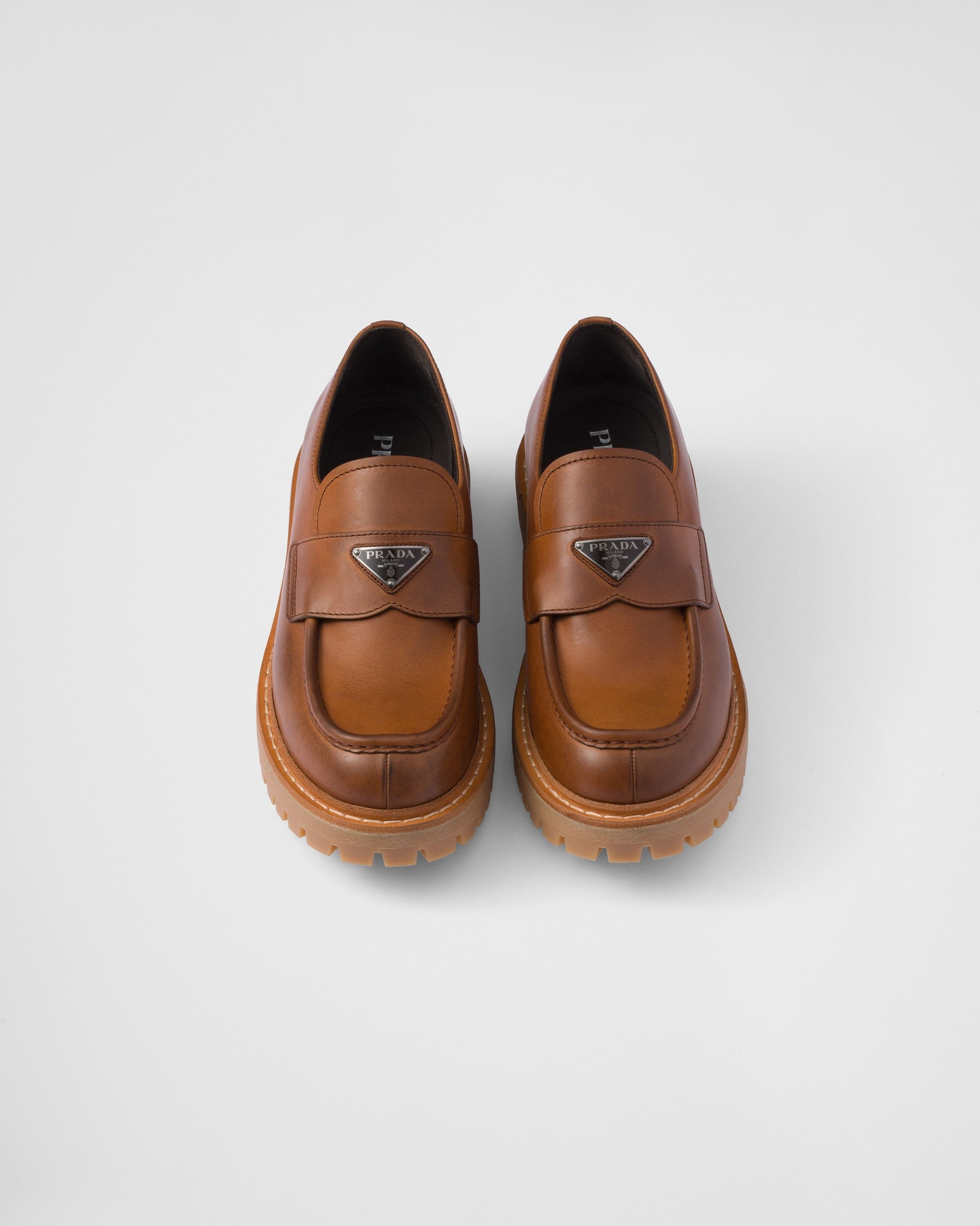 Prada os11x0625 Leather Loafers in Brown Size US 12.5 / EU 45-46 - 3 Thumbnail
