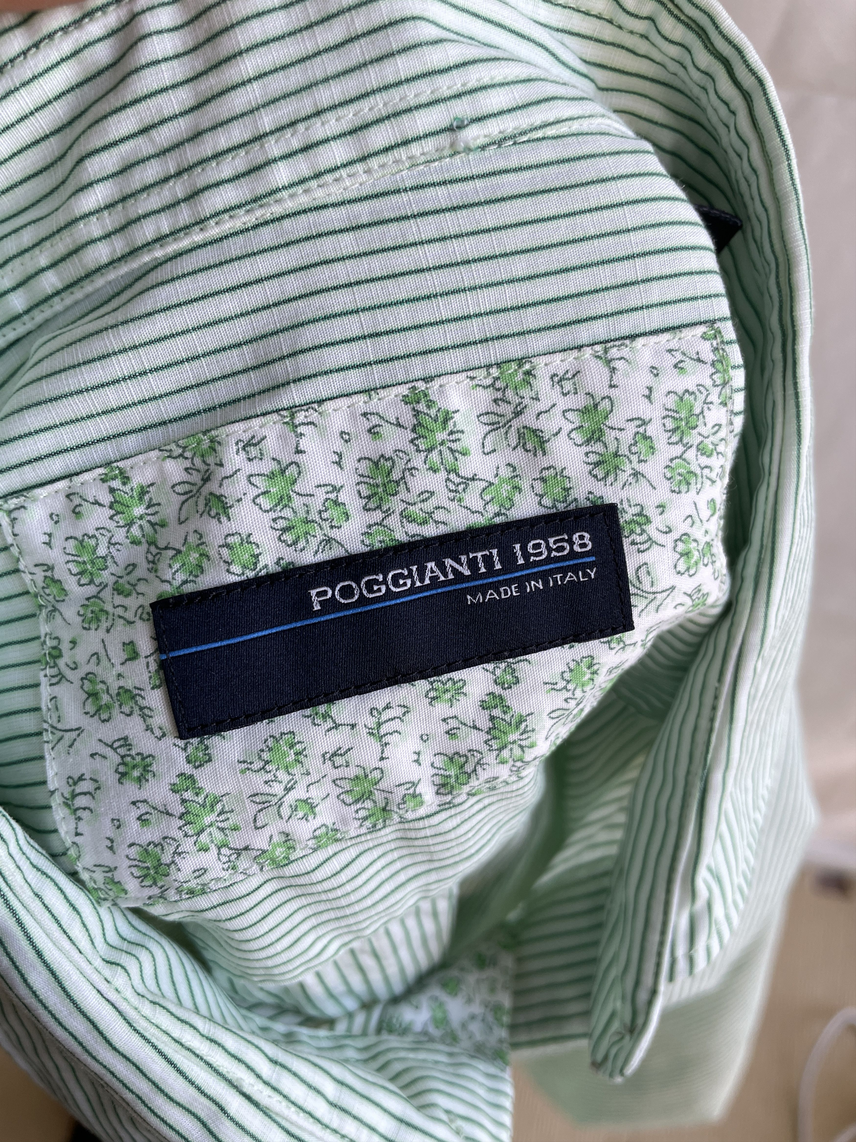 Other Poggianti 1958 Striped Light Green Dress Shirt Size 43 Size 44R - 7 Thumbnail