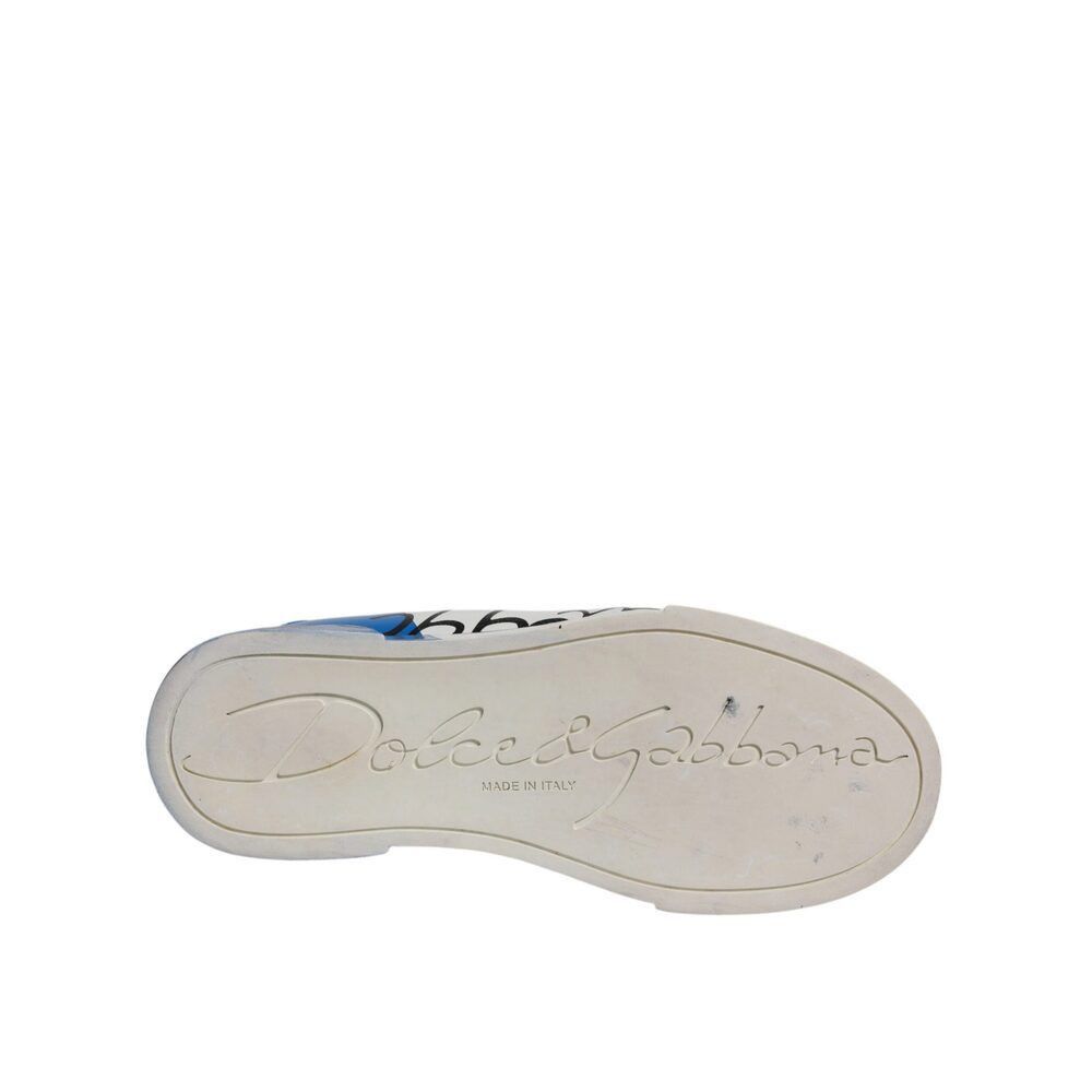 Dolce & Gabbana Dolce & Gabbana White Blue Logo Portofino Sneakers Shoes Size US 12 / IT 42 - 7 Thumbnail