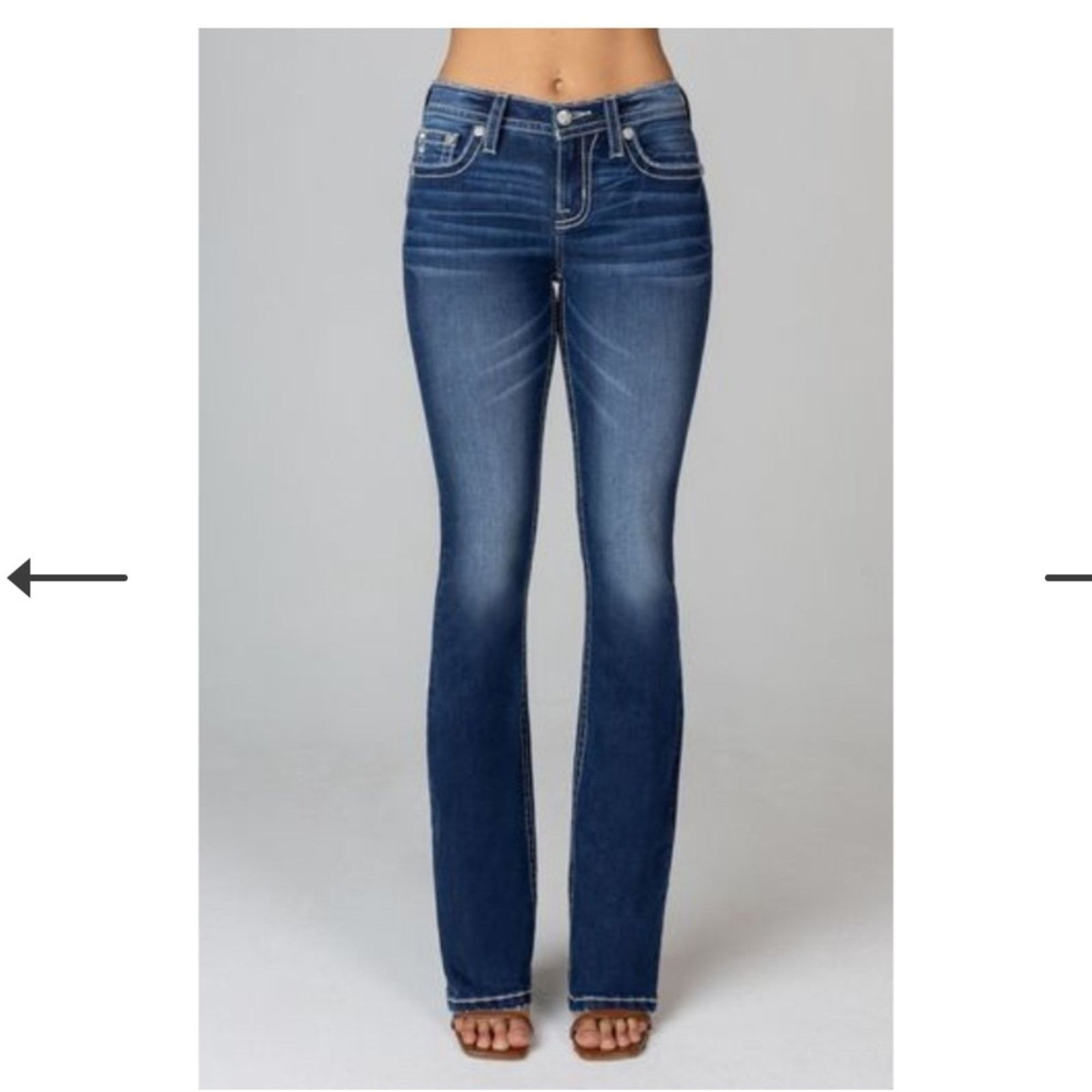 Miss Me NWOT Miss Me Women's Bootcut Jeans Leather cross pockets Size 28" / US 6 / IT 42 - 2 Thumbnail