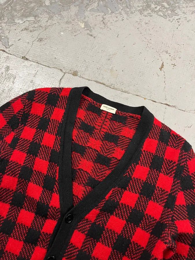 Saint Laurent Paris FW2014 Saint Laurent Alpaca Wool Red & Black Checkered Cardigan Size US S / EU 44-46 / 1 - 5 Thumbnail