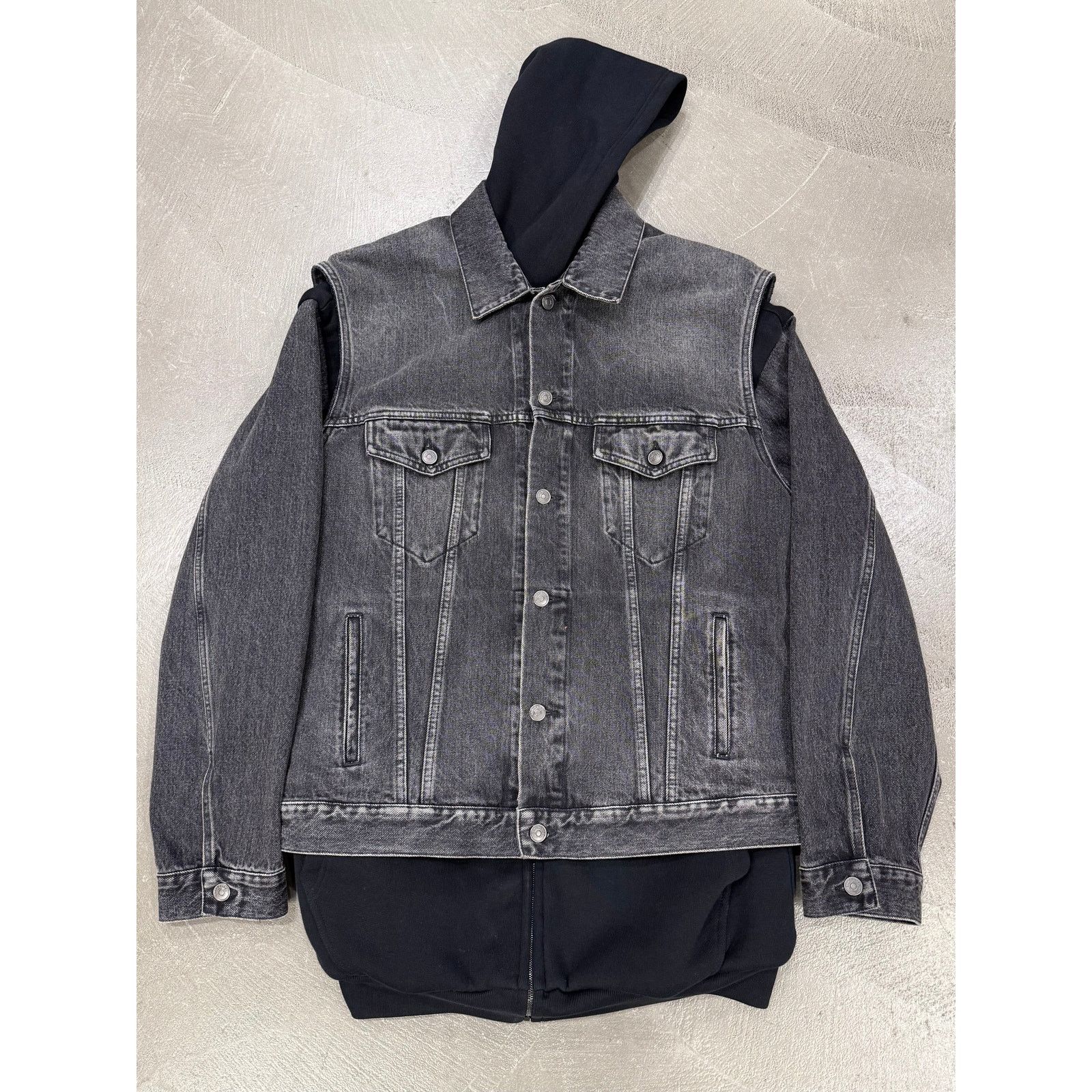 2018 Balenciaga double layer hybrid denim jacket