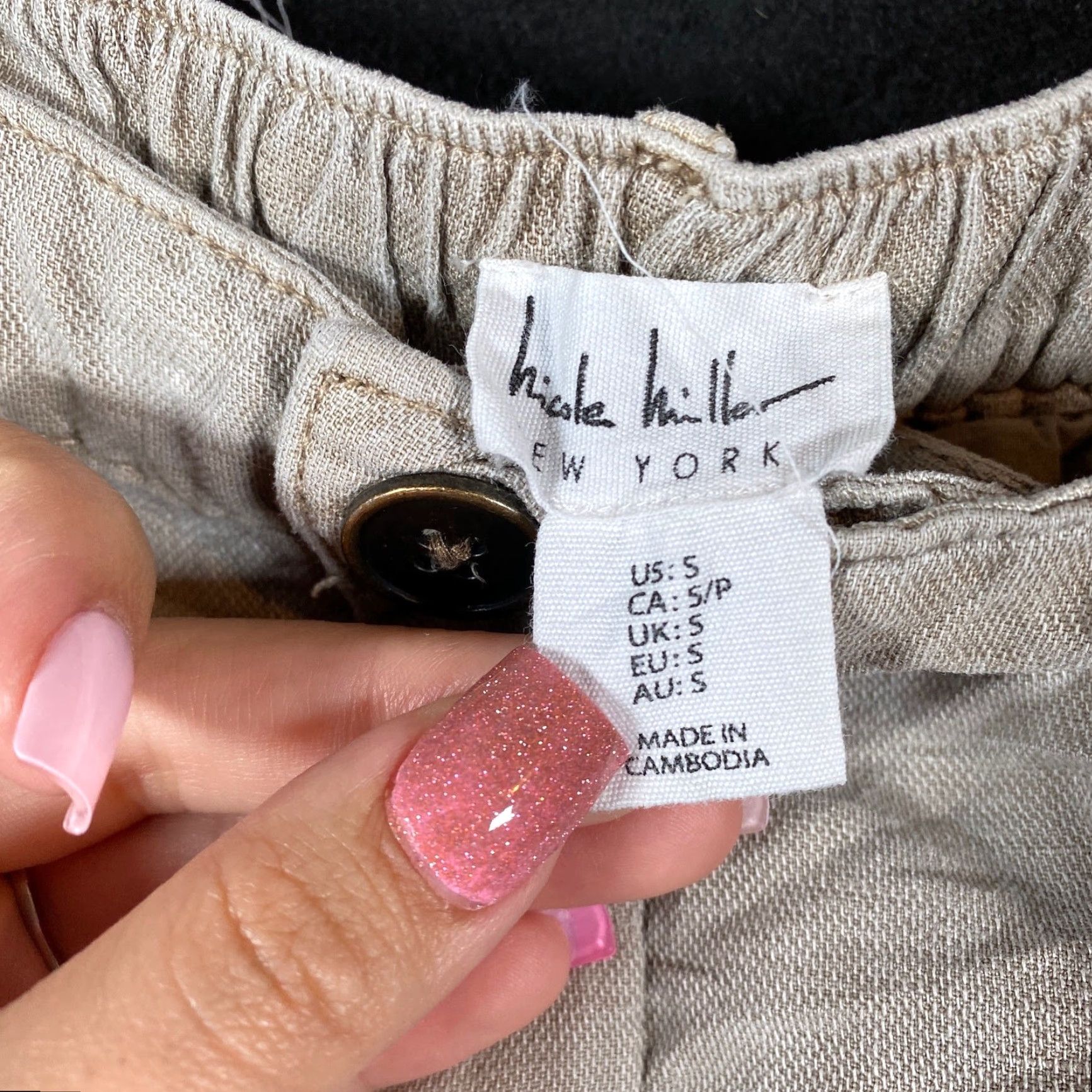 Nicole Miller Nicole Miller Pants Womens S Gray/Brown Cargo Joggers Linen Lyocell Blend Cuffed Size 27" / US 4 / IT 40 - 5 Thumbnail