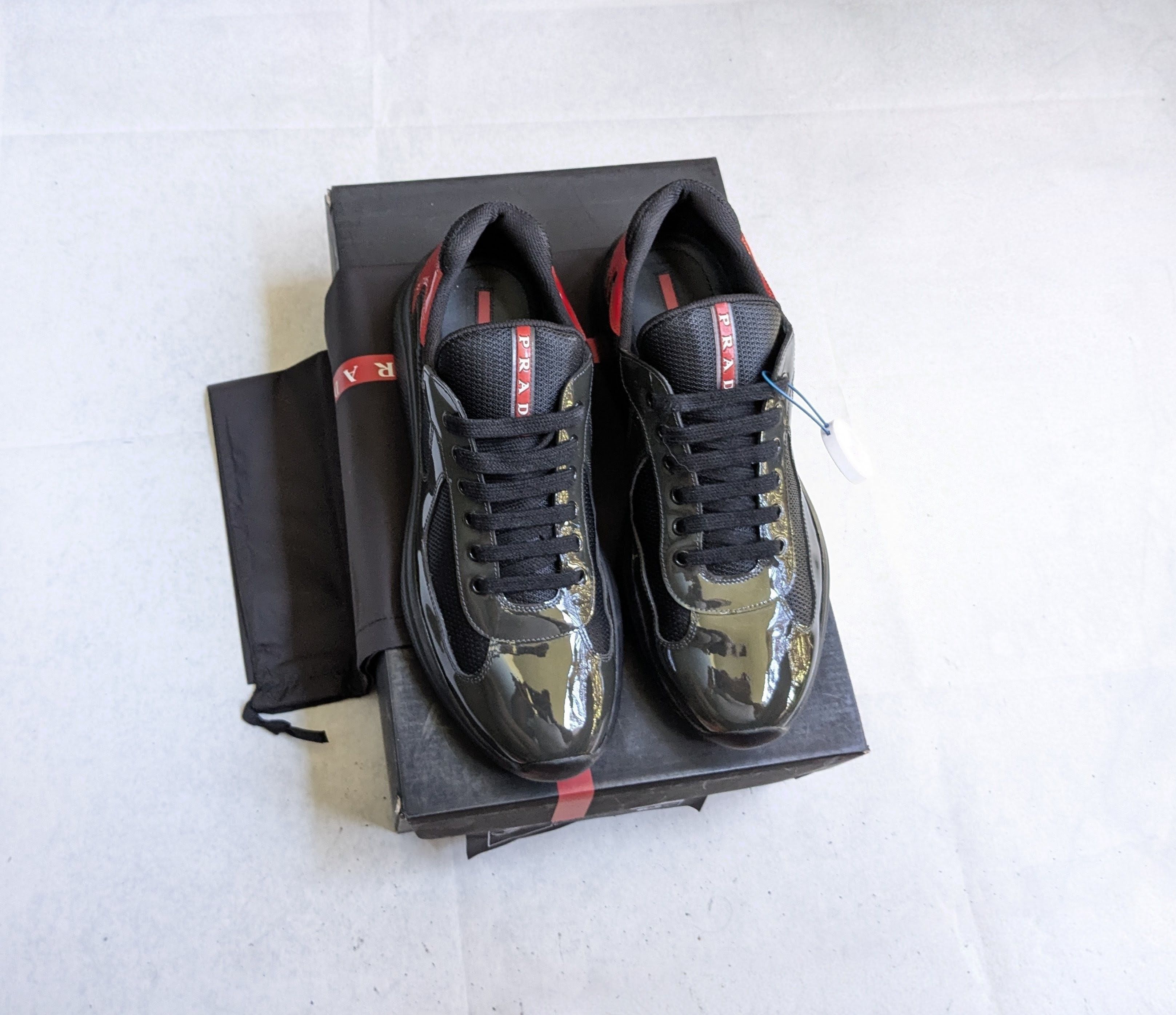 Prada Prada America's Cup Sneakers Gray Black Red Patent 10 Size US 10 / EU 43 - 1 Thumbnail