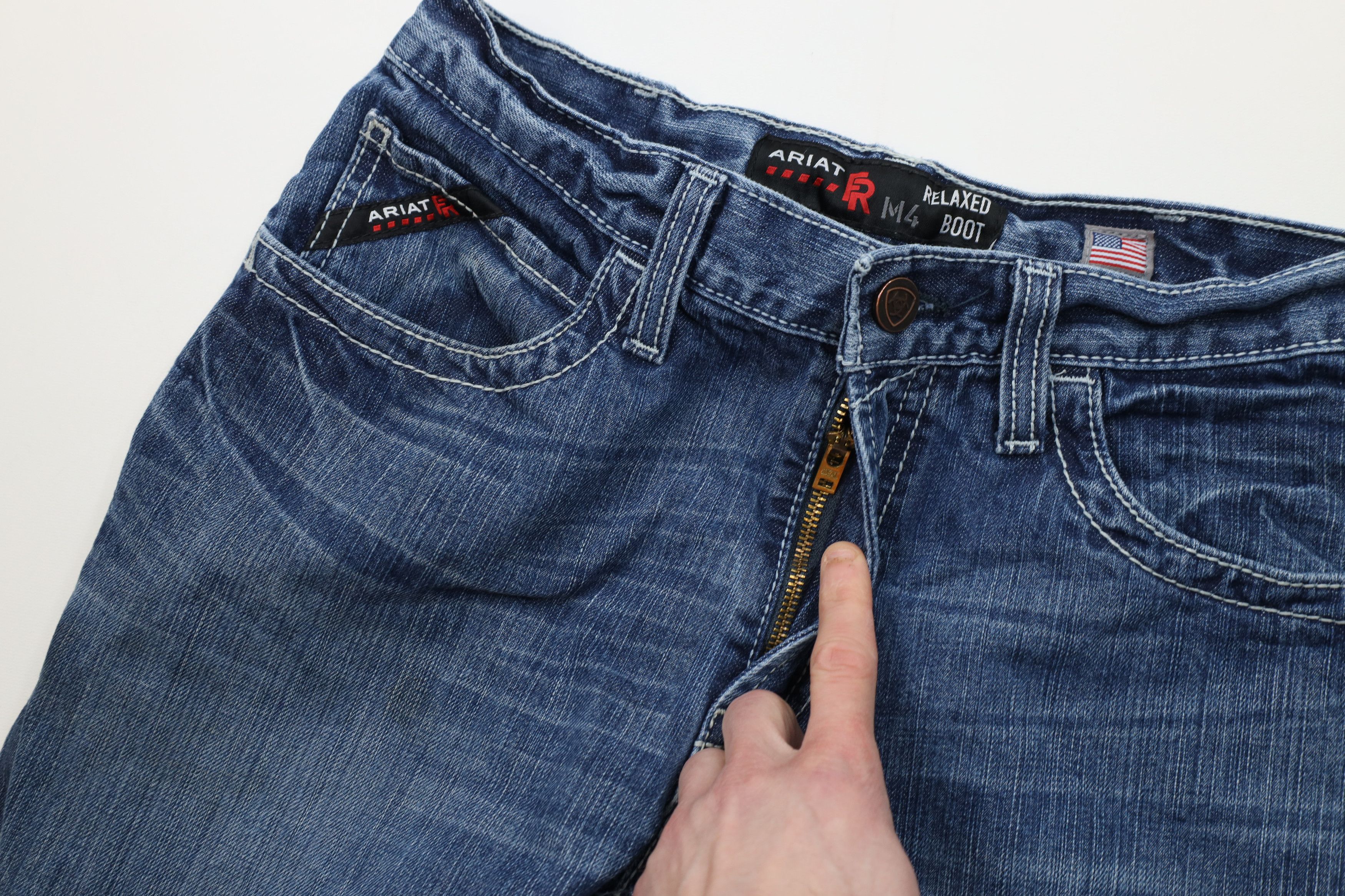 Ariat Ariat FR M4 Relaxed Fit Bootcut Denim Jeans Blue Workwear Size US 32 / EU 48 - 10 Thumbnail