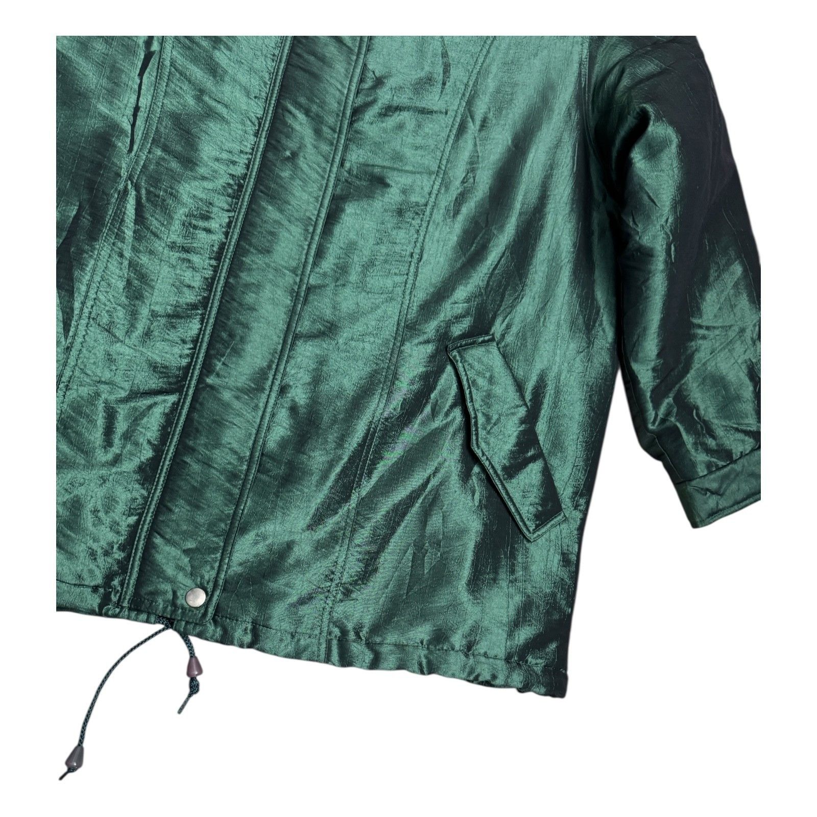 ELAN ELAN Vintage 90s Shiny Green Retro Winter Glam Parka Coat 1X Size XL / US 12-14 / IT 48-50 - 5 Thumbnail