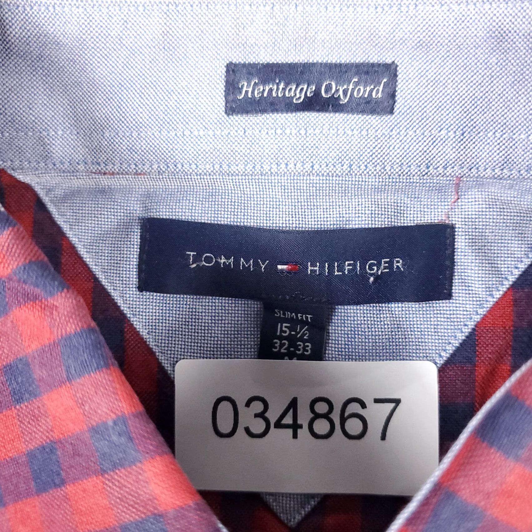 Tommy Hilfiger VINTAGE Tommy Hilfiger Shirt Mens 15.5 Blue Red Check Dress Button Up Long Sleeve Size 40R - 7 Thumbnail