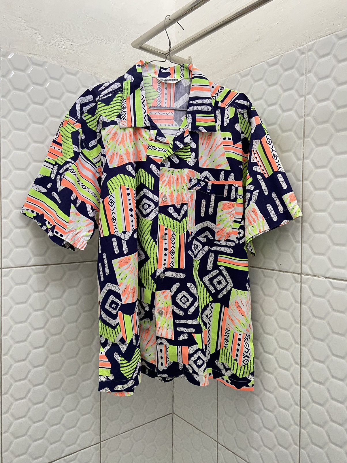 Balenciaga Vintage Balenciaga Printed Open Collar Shirt Size US L / EU 52-54 / 3 - 1 Thumbnail