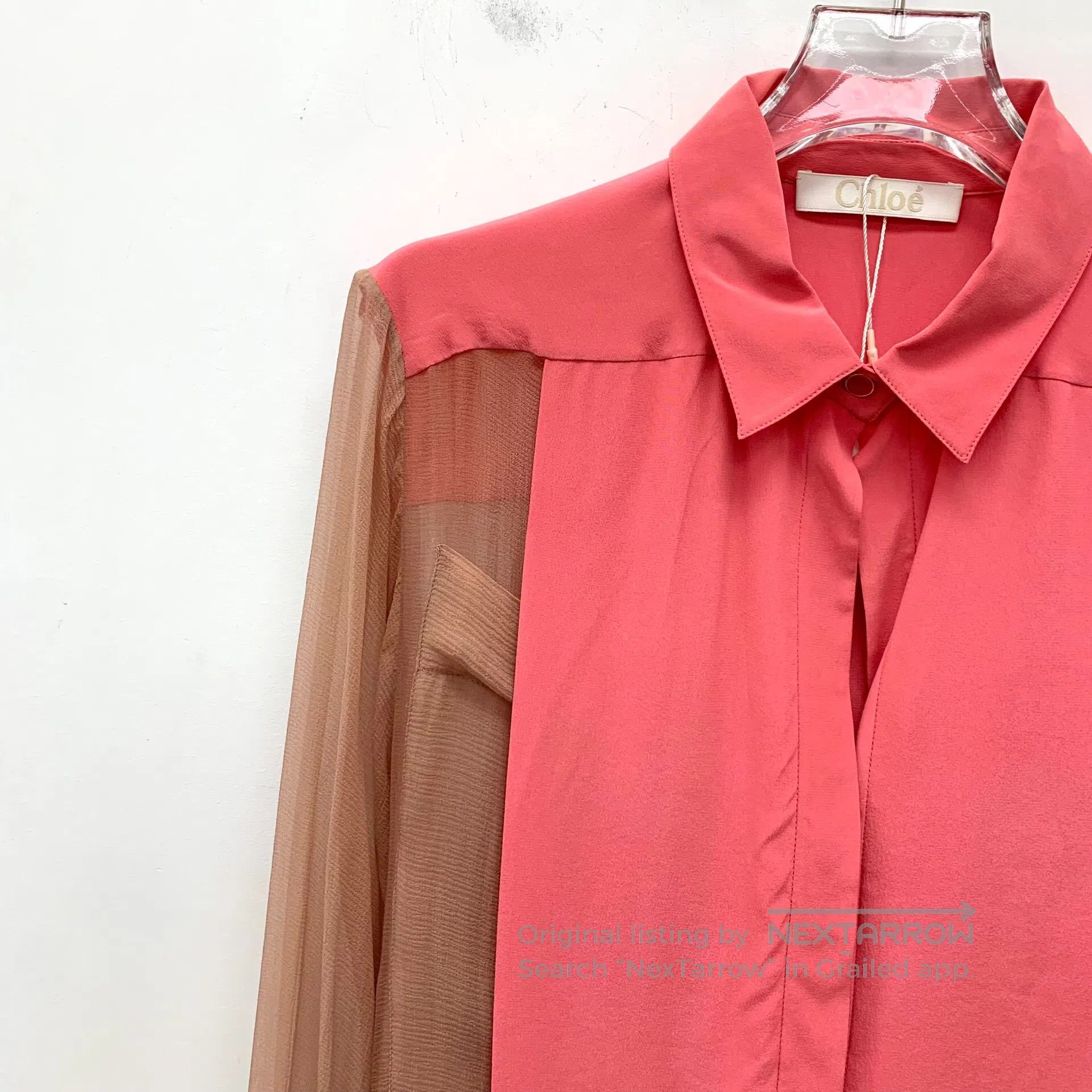 Chloe Chloe Contrast mulberry silk collar long-sleeved shirt| Size XS / US 0-2 / IT 36-38 - 3 Thumbnail