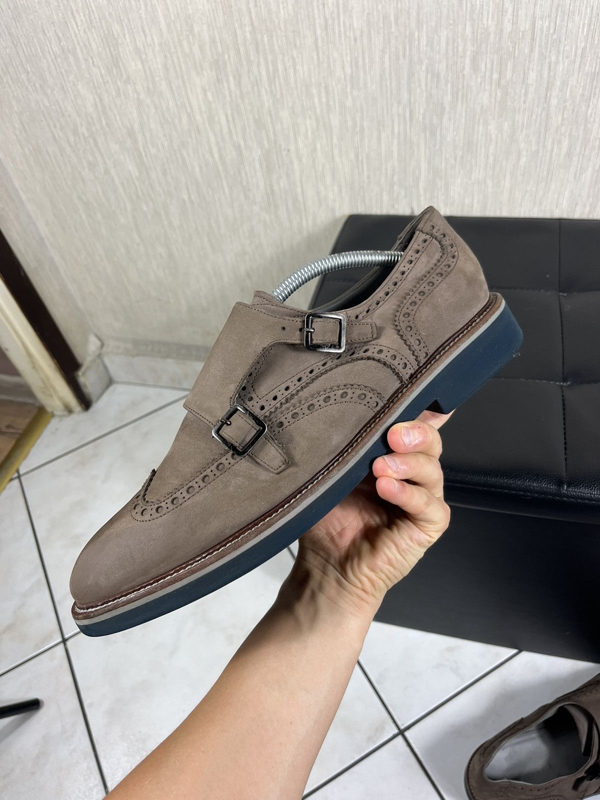 Canali × Designer Canali Italy monk strap leather shoes classic suede loafers Size US 12 / EU 45 - 18 Thumbnail