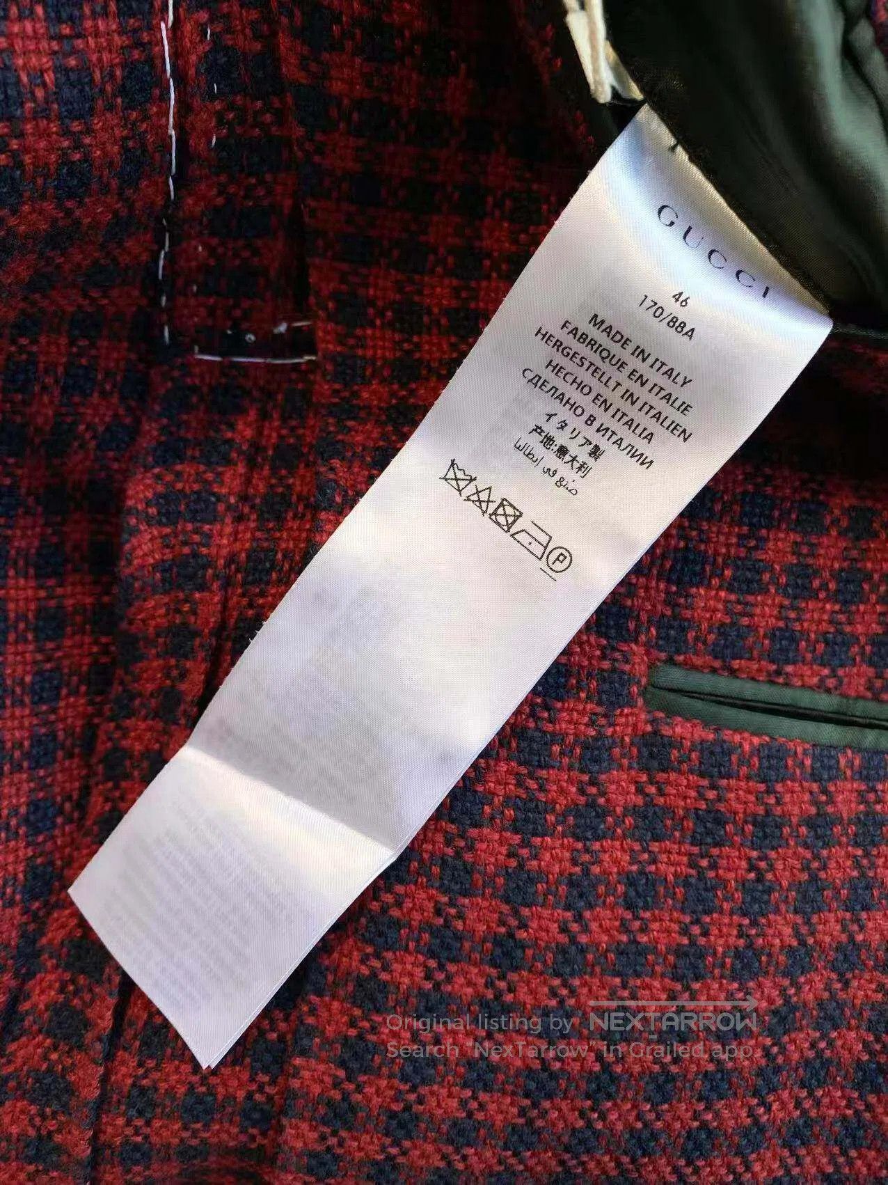 Gucci Guicci Plaid lapel embroidered blazer| Size M / US 6-8 / IT 42-44 - 6 Thumbnail