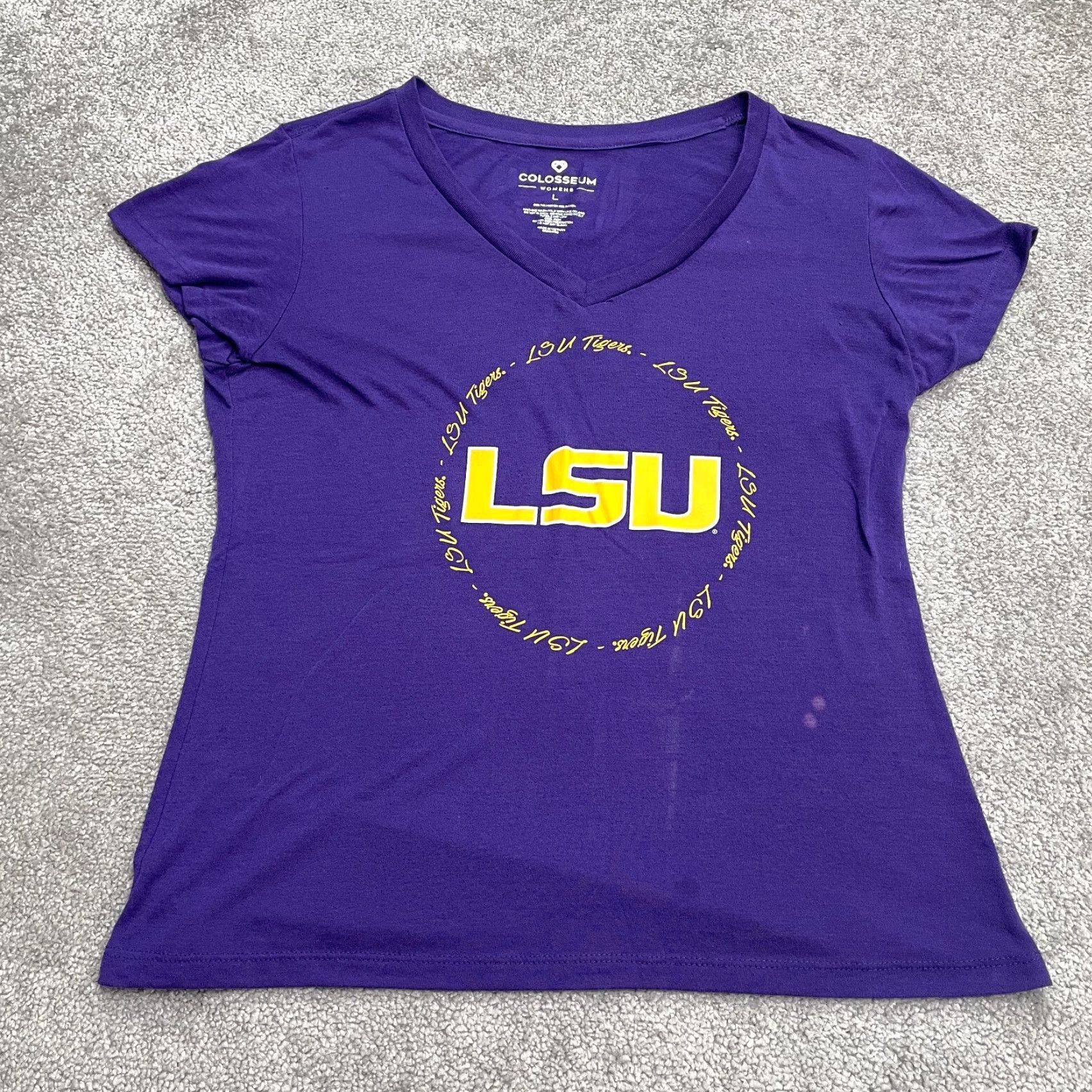 Vintage Colosseum TShirt Womens L Blue V-Neck Short Sleeve Graphic Print Casual LSU Tee Top Size L / US 10 / IT 46 - 2 Thumbnail