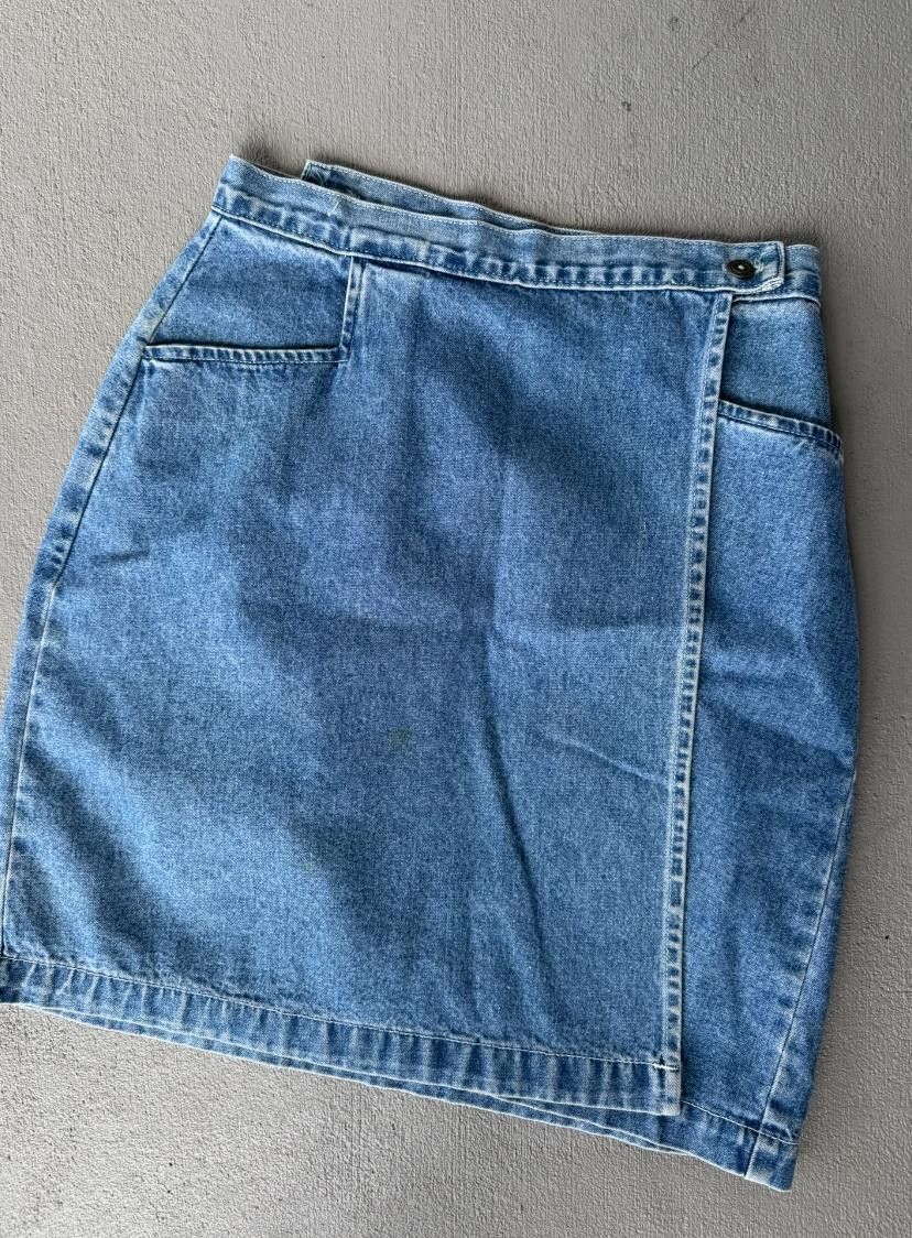 Designer Pasta Vintage Wrap Denim Skirt 4 Size 27" / US 4 / IT 40 - 1 Thumbnail