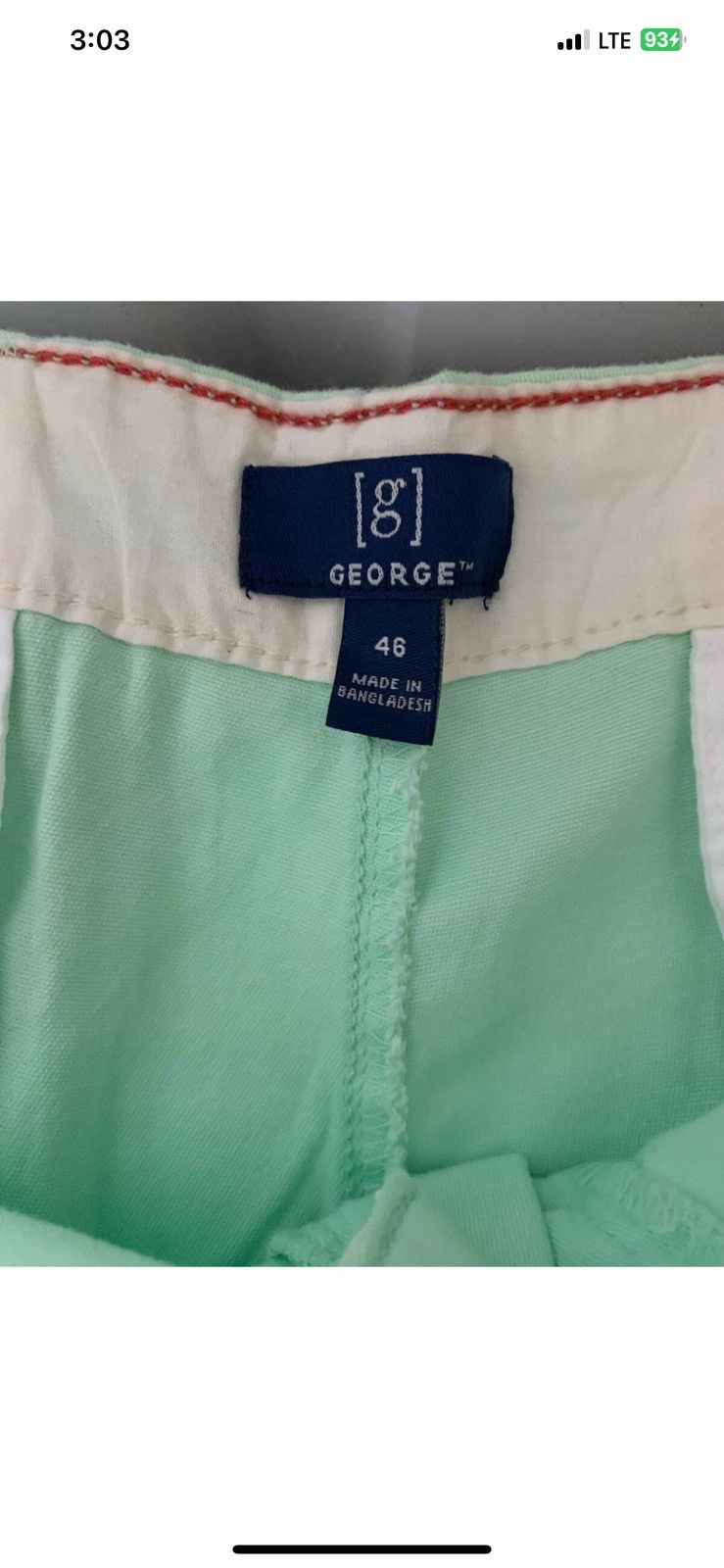 George George mens sz 46 light green flat front shorts Size US 44 / EU 60 - 2 Thumbnail