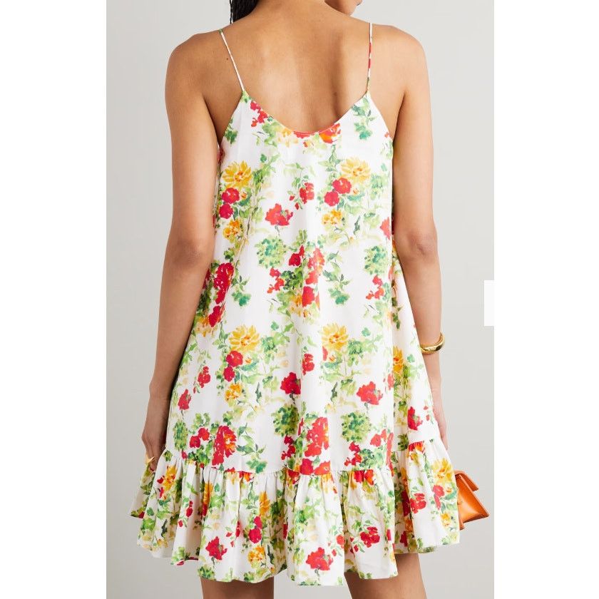 CAROLINE CONSTAS Laurel ruffled floral-print cotton-blend poplin mini dress Size L / US 10 / IT 46 - 5 Thumbnail