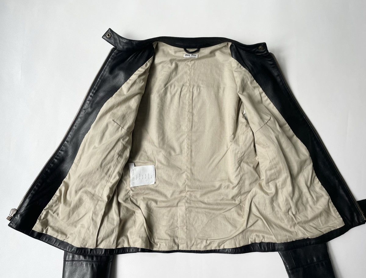 Miu Miu Mid 2000s Black Leather Moto Jacket Size S / US 4 / IT 40 - 15 Thumbnail
