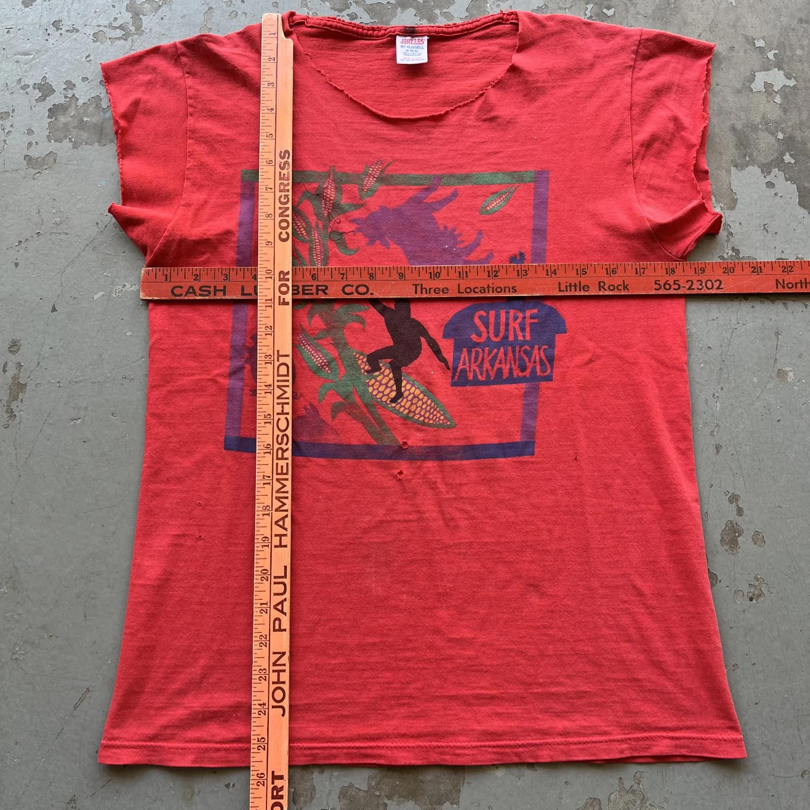 Jerzees × Vintage Vintage 80s Distressed Surf Arkansas Funny Farm Corn Shirt Size US M / EU 48-50 / 2 - 4 Thumbnail