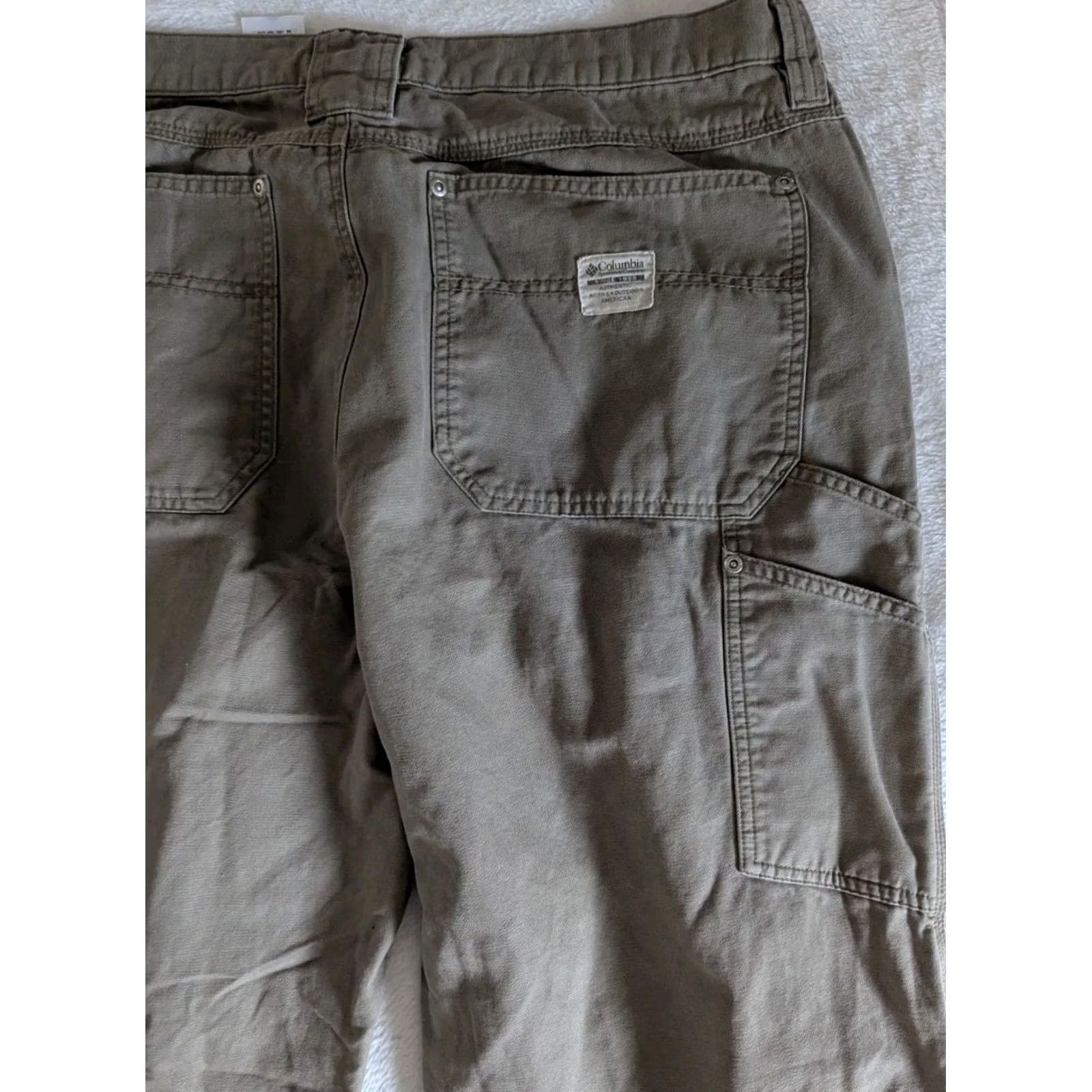 Vintage Columbia Pants Men Sz 40 Tan Carpenter Wide Leg Work Wear Hammer Loop Straight Inseam 30 Brown Front Flat Front Regular Mens Size US 40 / EU 56 - 7 Thumbnail