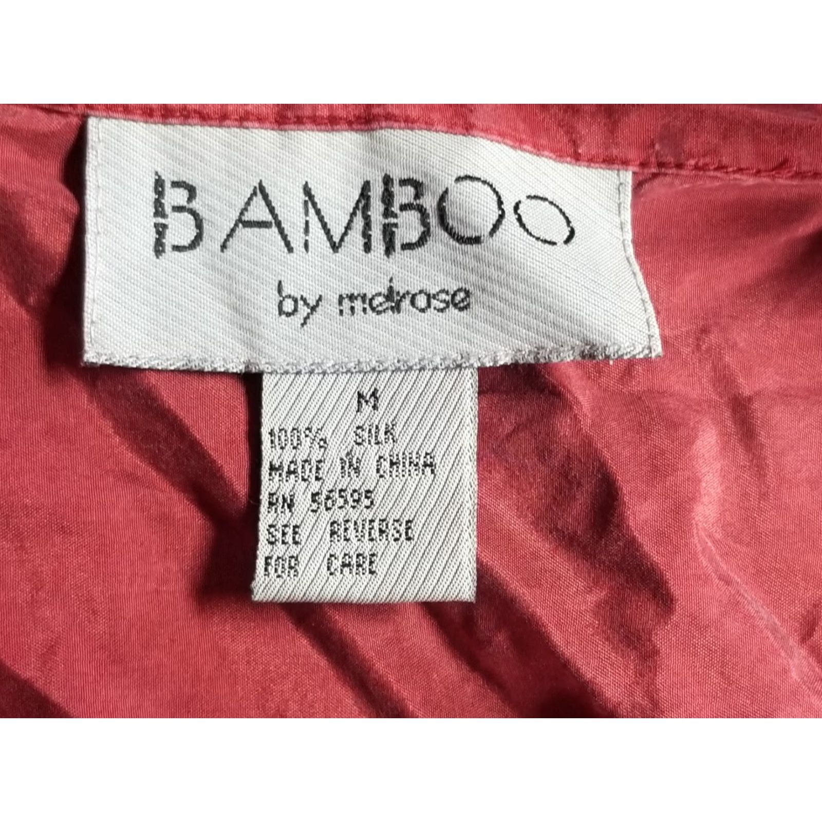 Vintage VTG Bamboo Shirt M Burgundy 100% Silk Oversized Top 1990s Casual *Not adding new info* Size M / US 6-8 / IT 42-44 - 7 Thumbnail