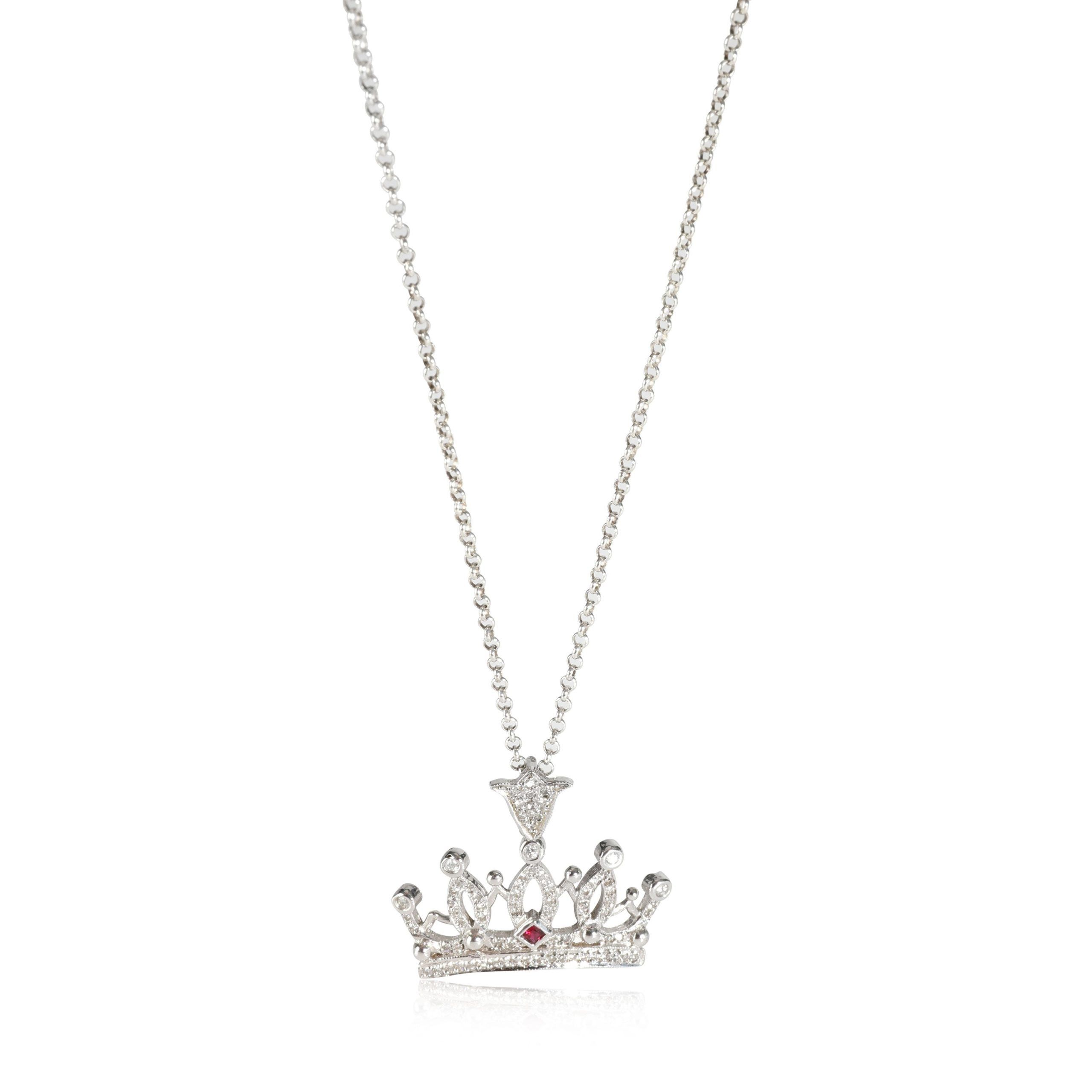 image of King Baby Diamond & Created Ruby Crown Queen Baby Pendant In Sterling Silver, Women's