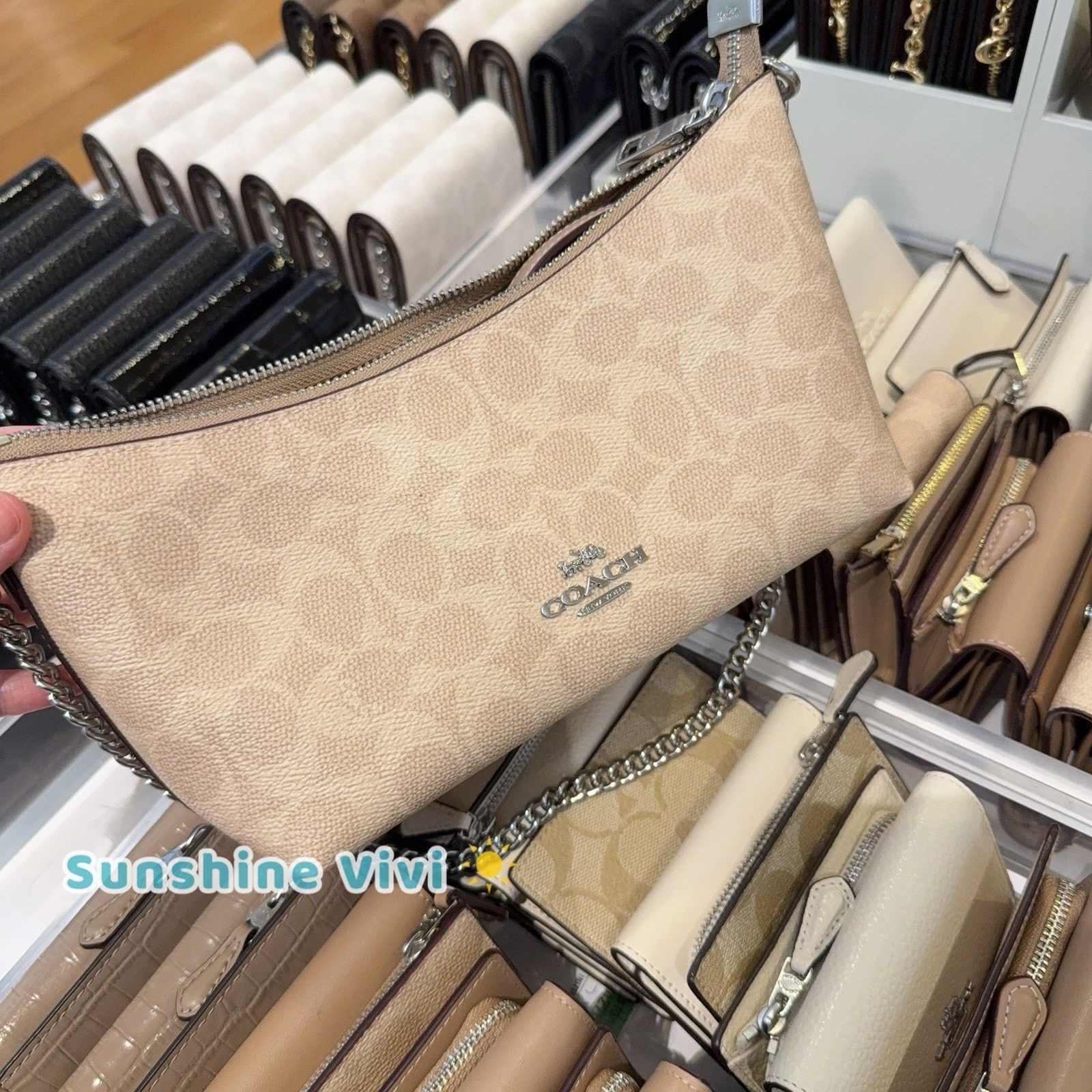 Coach NWT Coach Caitlin Shoulder Bag CEK80 Silver/Sand/Taupe Size ONE SIZE - 4 Thumbnail