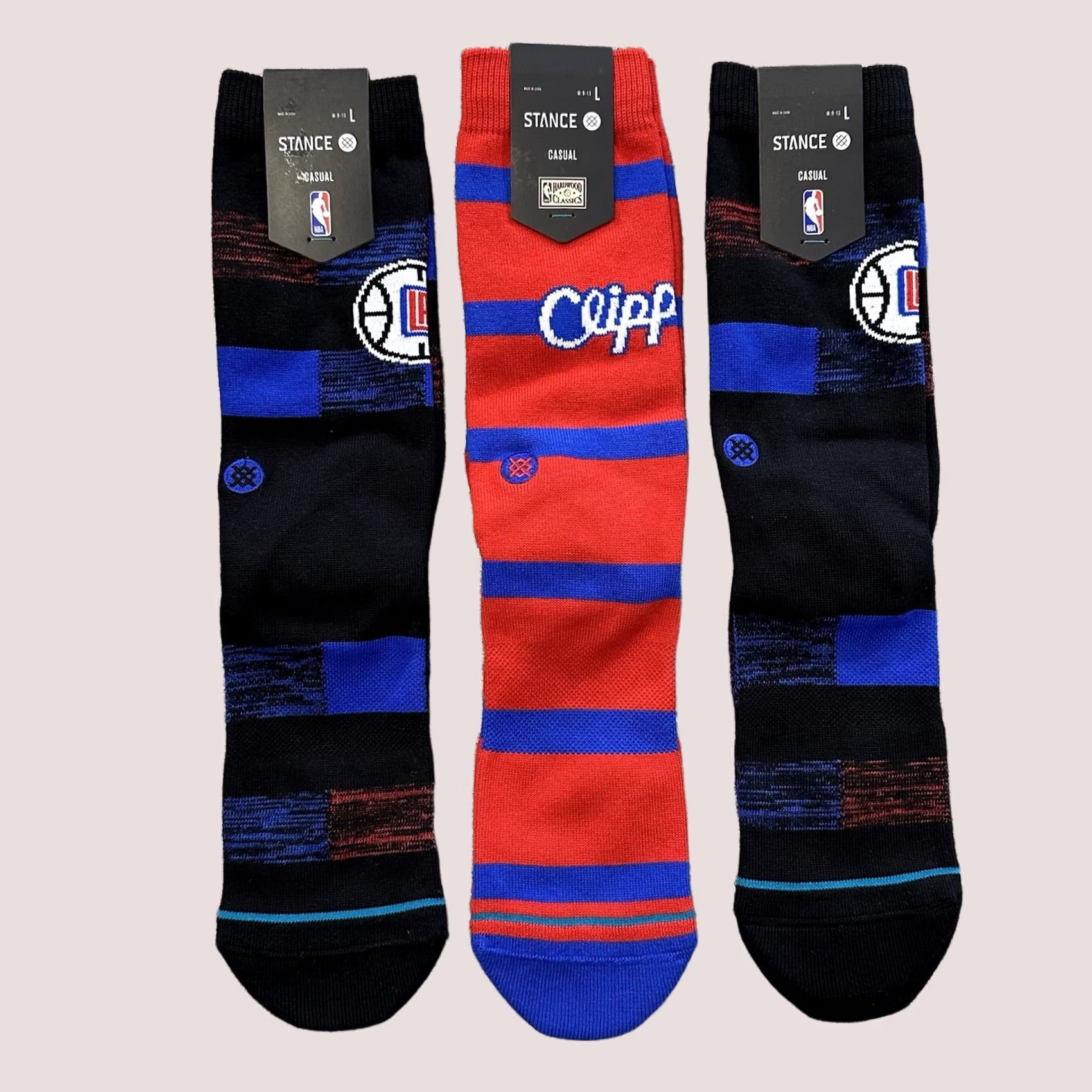Vintage Stance Crew Socks Mens Large Size 9-13 Lot of 3 Pair LA Clippers Black Red Cushioned Crew Socks Size ONE SIZE - 1 Thumbnail