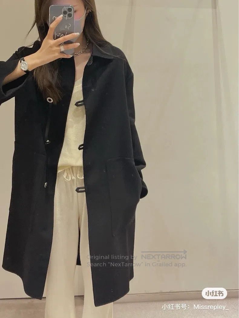 Hermes Hermes Black long cashmere coat Size XXS / US 00 / IT 34 - 2 Thumbnail