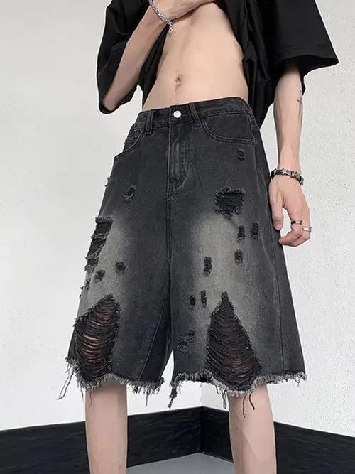Japanese Brand Retro style loose high street ripped denim shorts Size US 28 / EU 44 - 7 Thumbnail