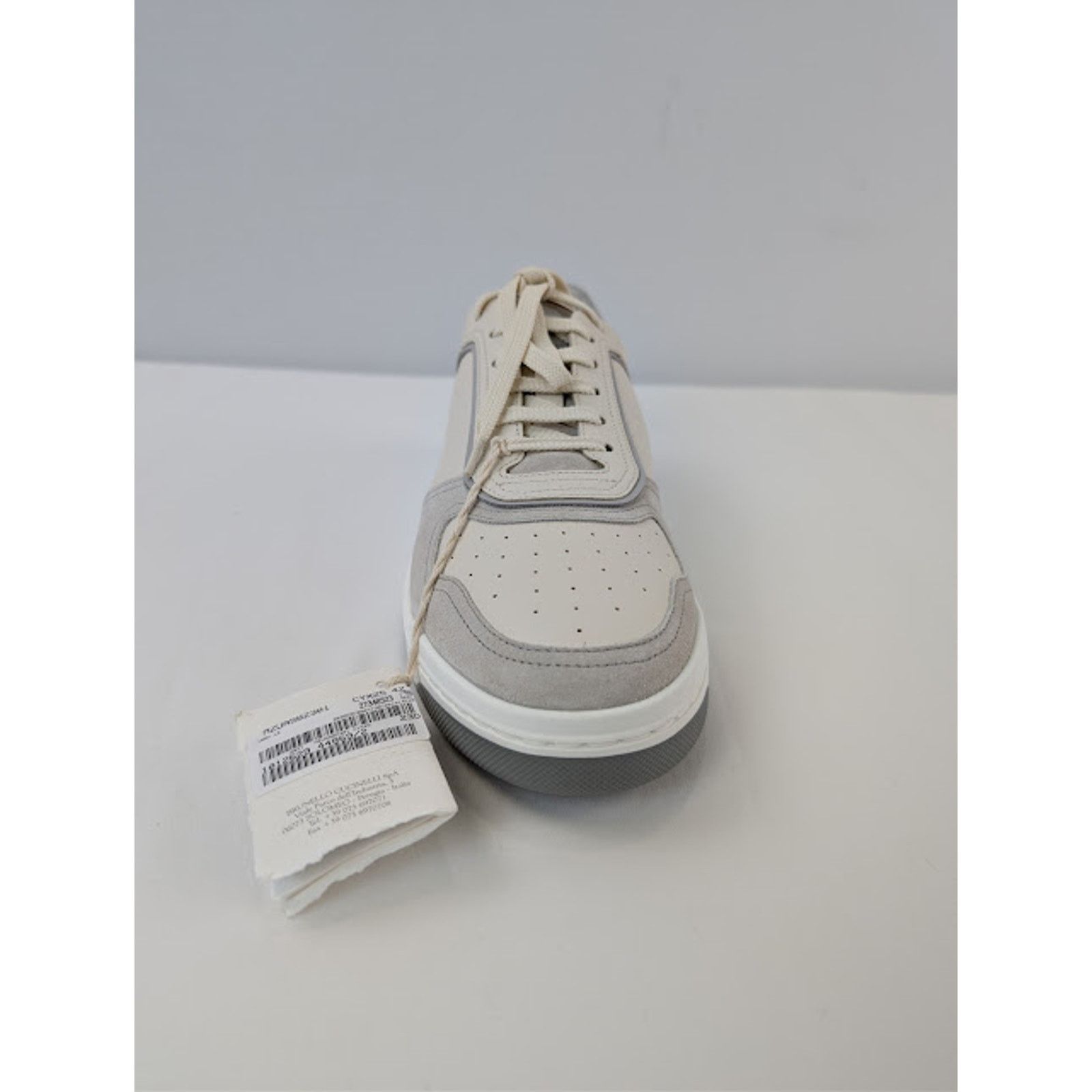 Brunello Cucinelli o1rshd1 Leather Low-Top Sneakers in White / Grey / Cream Size US 8 / EU 41 - 15 Thumbnail