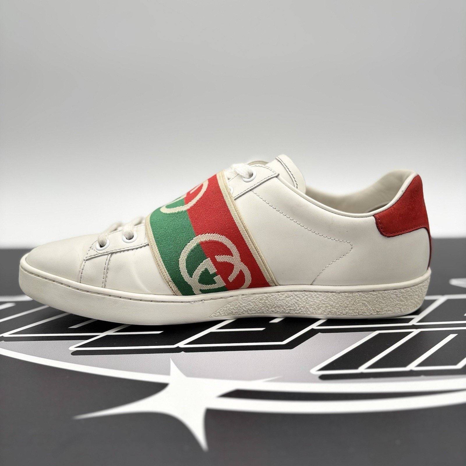 Gucci Gucci Ace Web 'Interlocking G - White Red Green ‘ | GOOD! Size US 7 / IT 37 - 4 Thumbnail