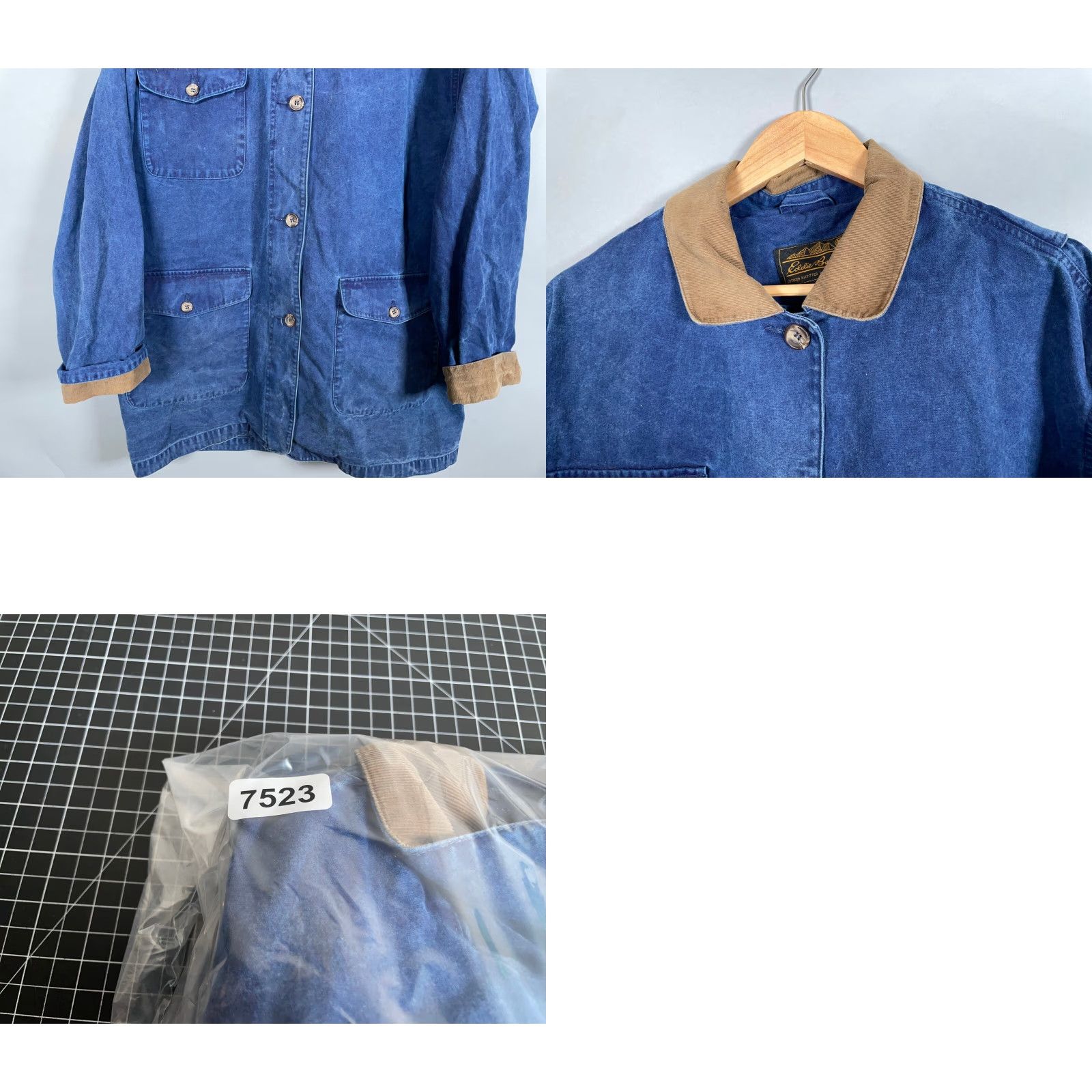 Eddie Bauer VINTAGE 90s Eddie Bauer Canvas Chore Jacket Women's Large Faded Blue Corduroy Collar Size L / US 10 / IT 46 - 9 Thumbnail