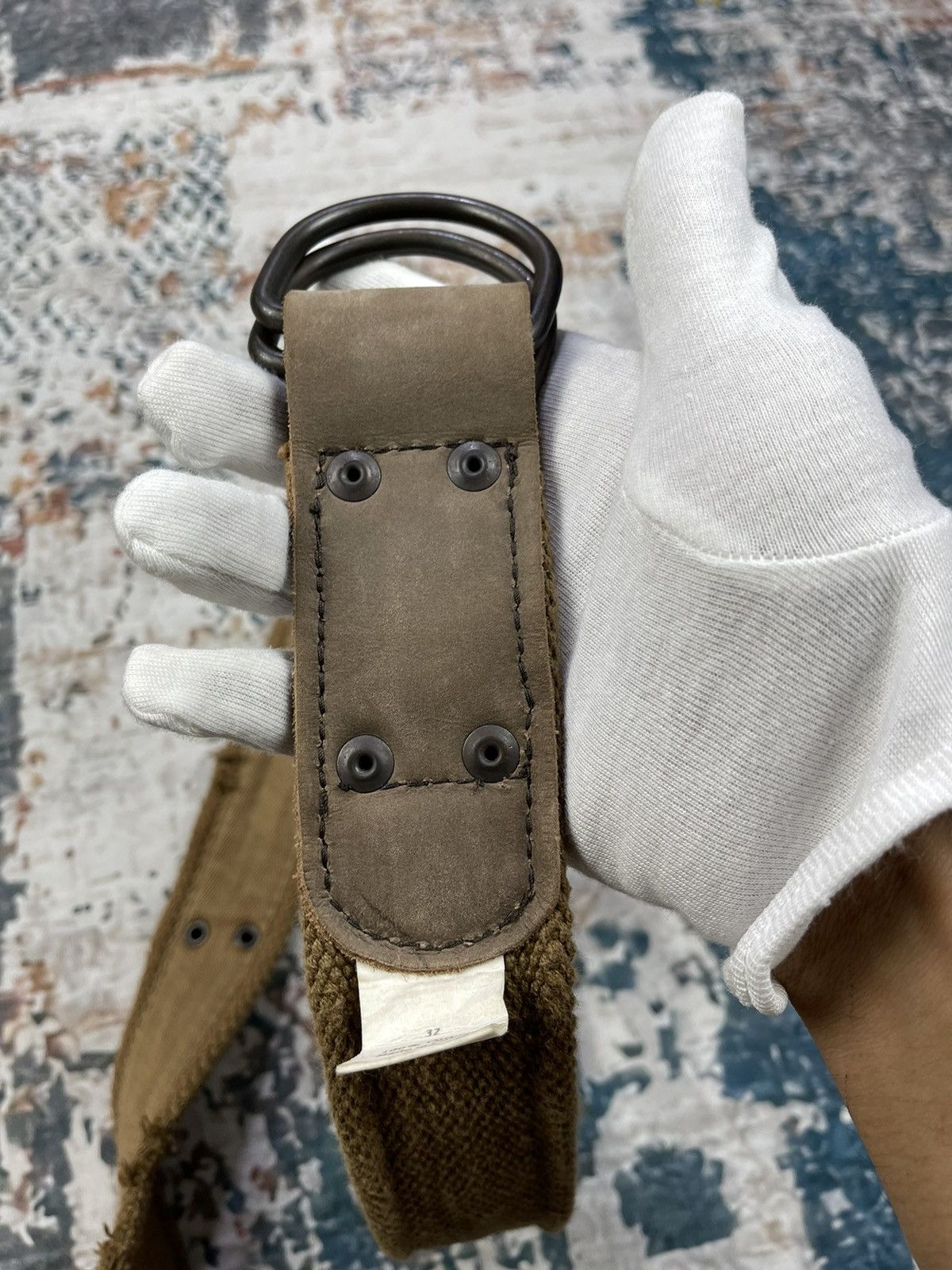 Hypebeast Vintage Leather Cotton Studded Waist Belt Size 32 - 8 Thumbnail