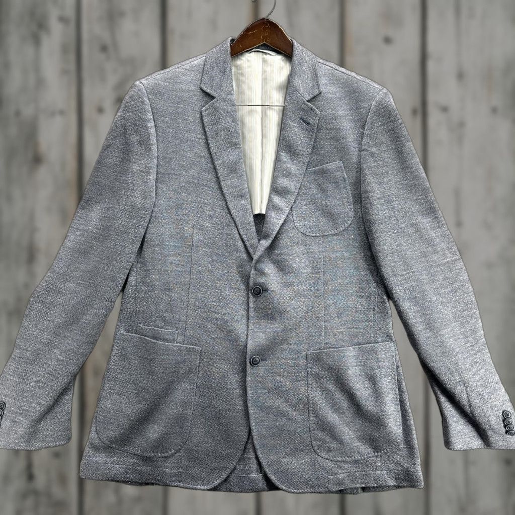 Vintage VINTAGE Flynt Blazer Mens 42 Long Gray Linen Nylon Unstructured Sport Coat Jacket Pockets Size 42R - 1 Thumbnail