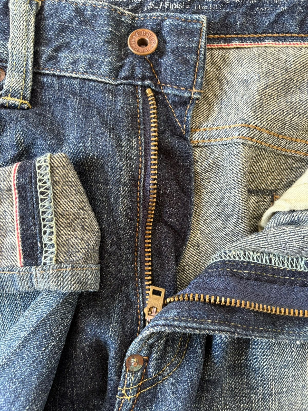 Edwin Vintage Edwin 505 Selvedge Distressed Baggy Heavy Jeans Size US 33 - 10 Thumbnail
