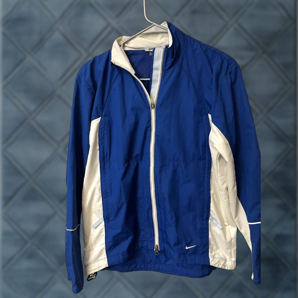 Nike VINTAGE Nike Windbreaker Jacket Women M Blue 2000s Y2K Nike Womens Windbreaker Medium Blue 8-10 Size M / US 6-8 / IT 42-44 - 1 Thumbnail