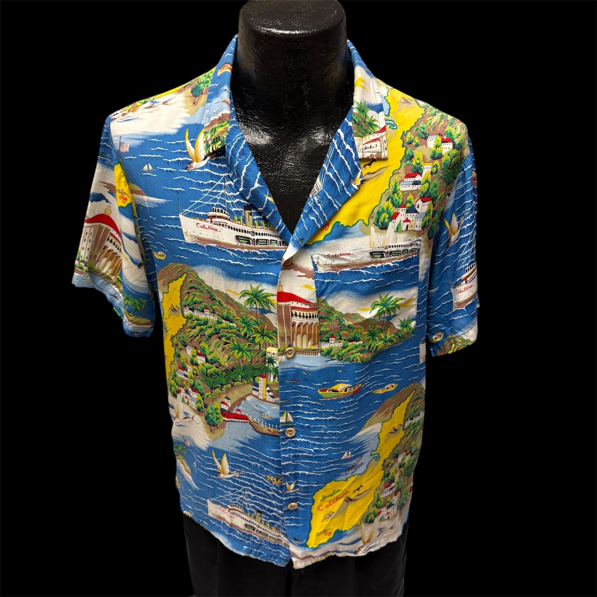 Ocean Pacific Vtg OP Ocean Pacific Blue SANTA CATALINA Hawaiian Shirt Size US M / EU 48-50 / 2 - 1 Thumbnail