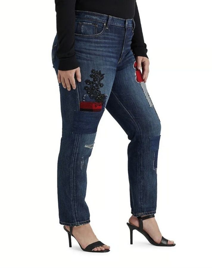 Polo Ralph Lauren LAUREN Ralph Lauren Patchwork Tapered Ankle Jeans Bianca 20W Size 42" / US 20 - 2 Thumbnail