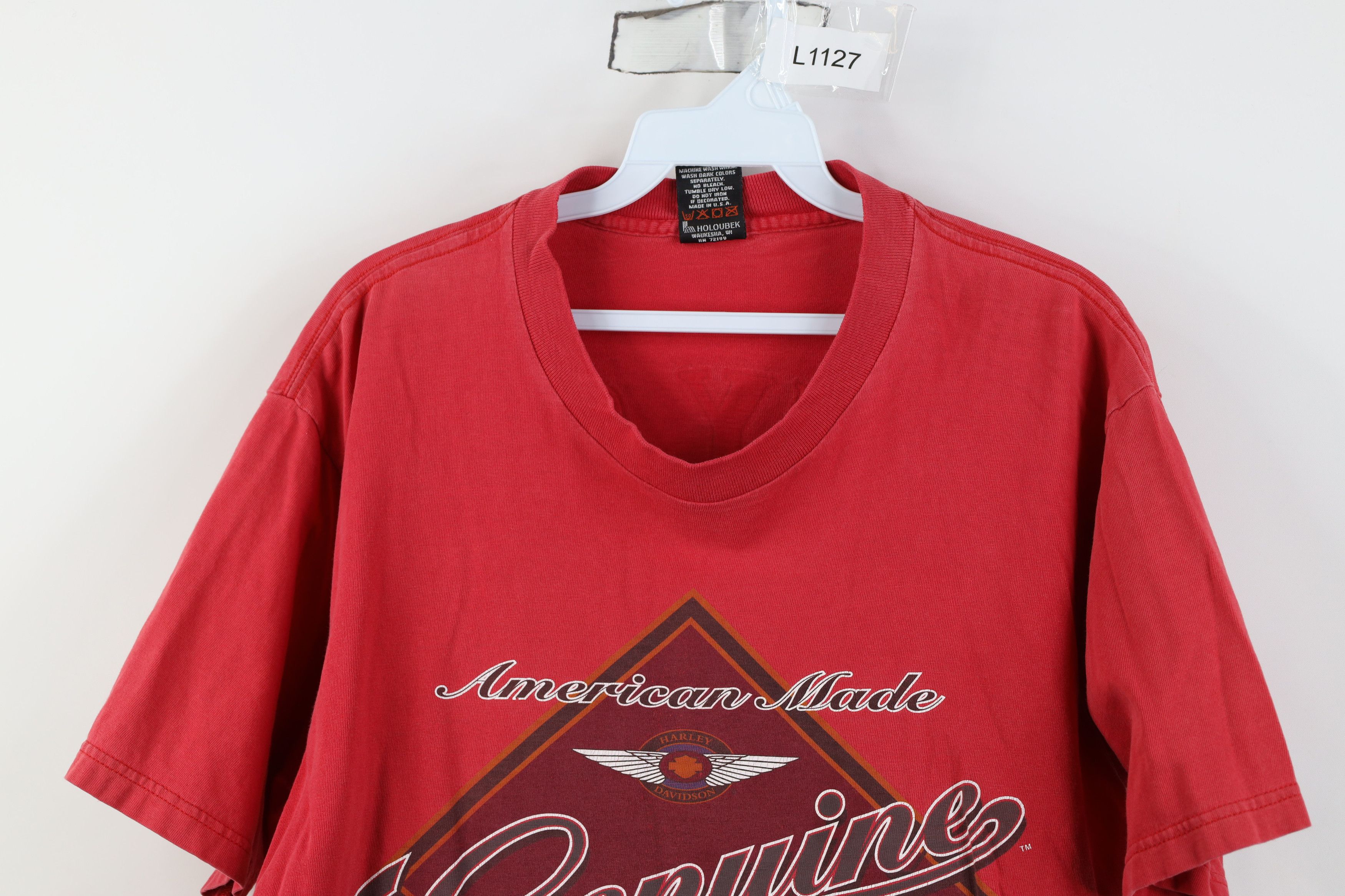Harley Davidson Vintage 90s Harley Davidson Short Sleeve T-Shirt Red USA Size US L / EU 52-54 / 3 - 2 Thumbnail