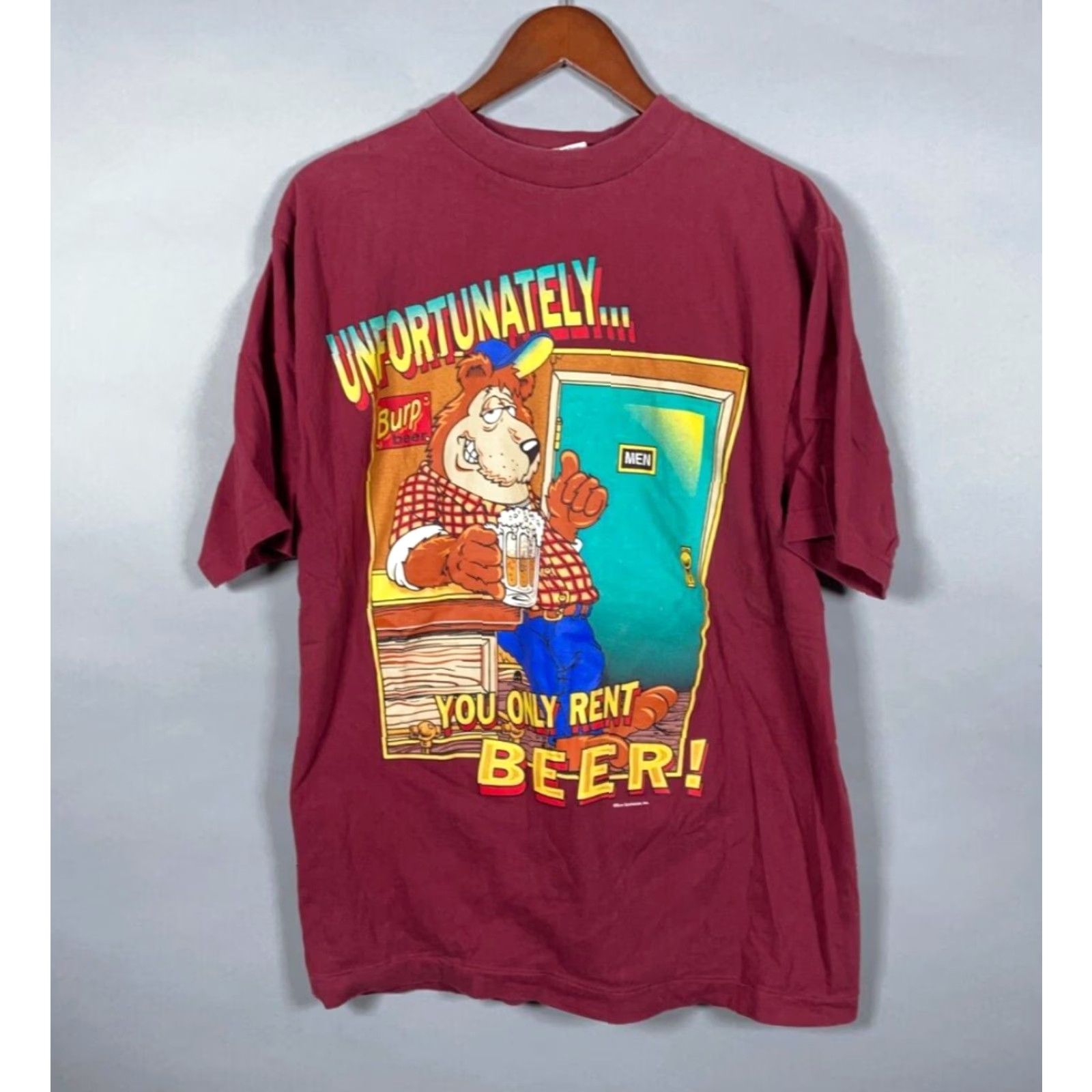 Vintage VINTAGE You Only Rent Beer Shirt Adult Large Dark Red Graphic Print Men’s T-Shirt 2000s Funny Animals Shirt Mens Size US L / EU 52-54 / 3 - 2 Thumbnail