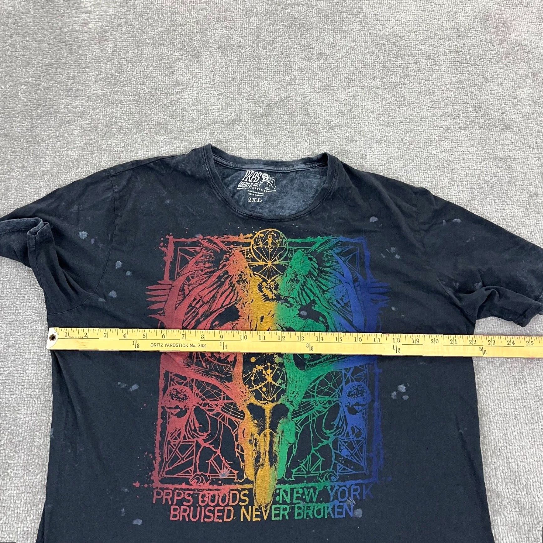 Prps PRPS Shirt Mens 2XL Gray Multicolor Eagle Bruised Never Broken Graphic Fits L/XL Size US XXL / EU 58 / 5 - 5 Thumbnail