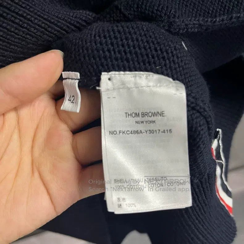 Thom Browne Thom Browne Blue striped floral jacquard V-neck knit sweat Size M / US 6-8 / IT 42-44 - 5 Thumbnail