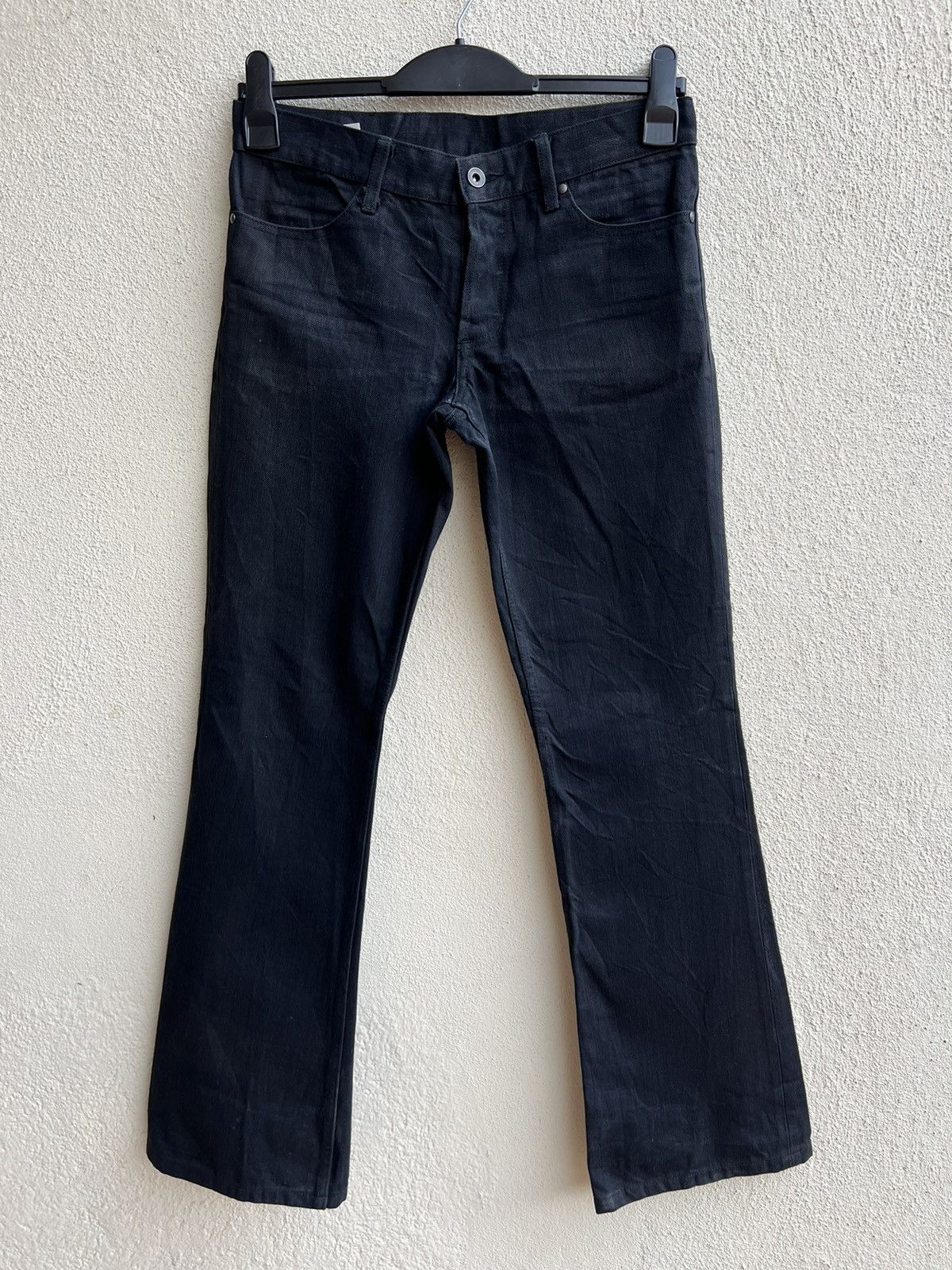 Shellac Shellac Japan Waxed Black Denim Bootcut Jeans Size US 29 - 6 Thumbnail