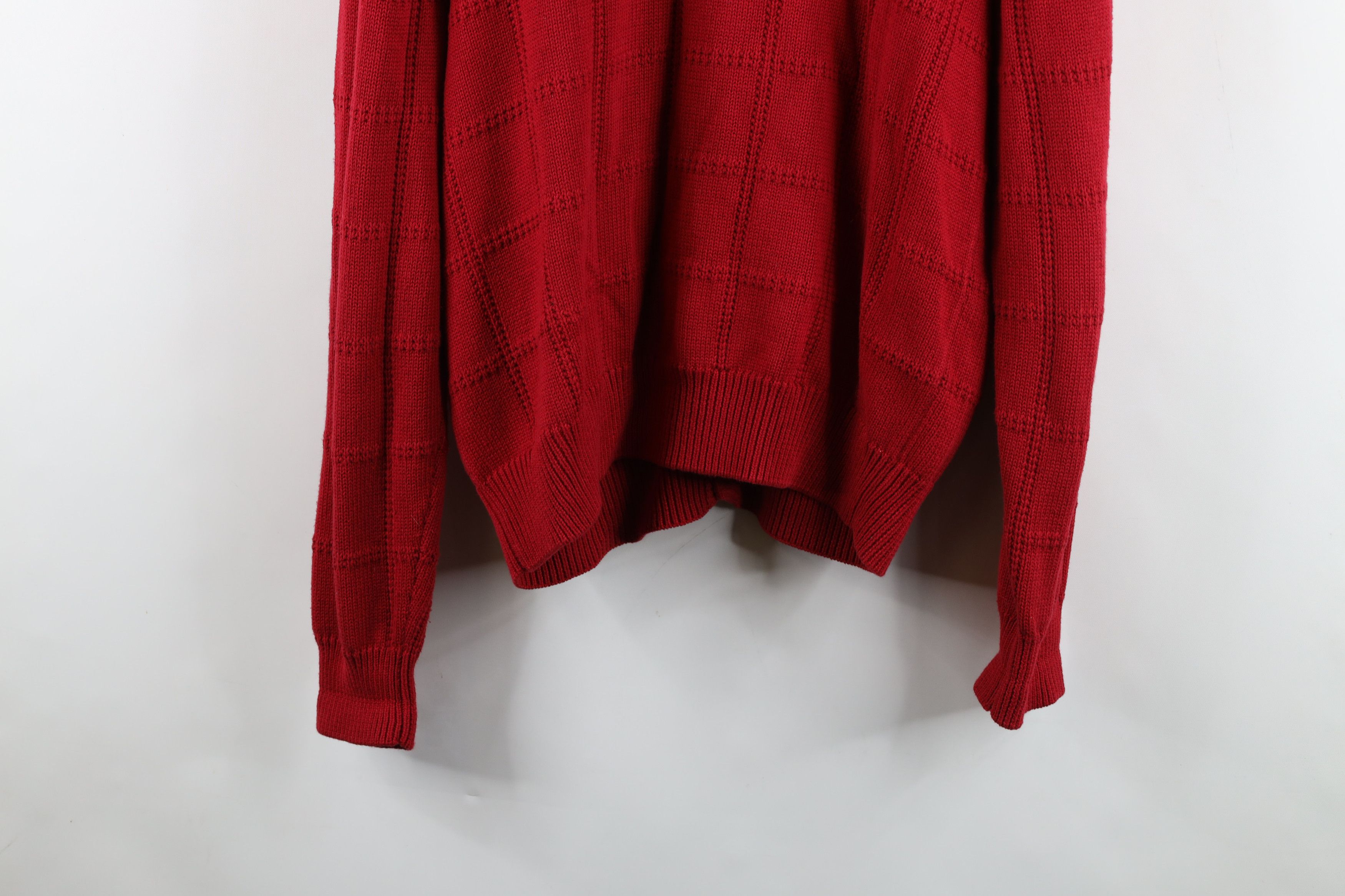 Vintage Vintage 90s Streetwear Checkered Knit Cardigan Sweater Red Size US L / EU 52-54 / 3 - 10 Thumbnail