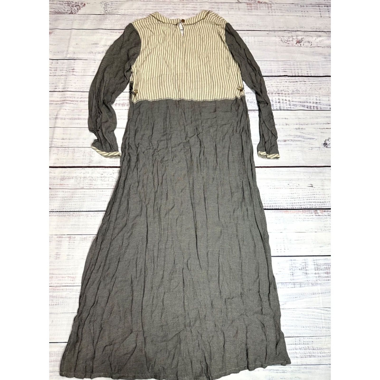 Vintage Faith by Celia Forrester Beaded Long Sleeve Dress Adult Medium Gray Maxi Size M / US 6-8 / IT 42-44 - 6 Thumbnail