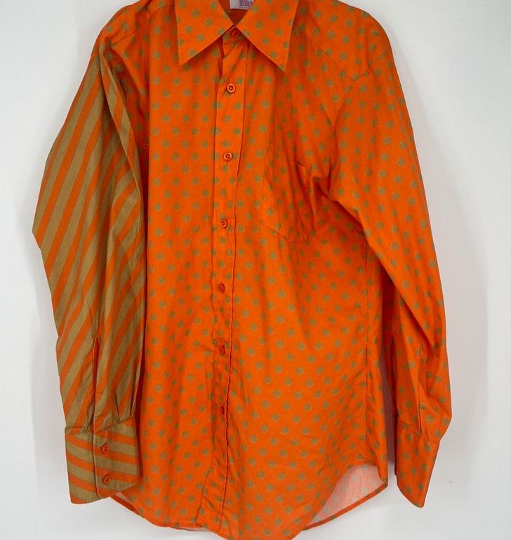 image of Erl Orange Polka Dot Shirt Size M, Men's