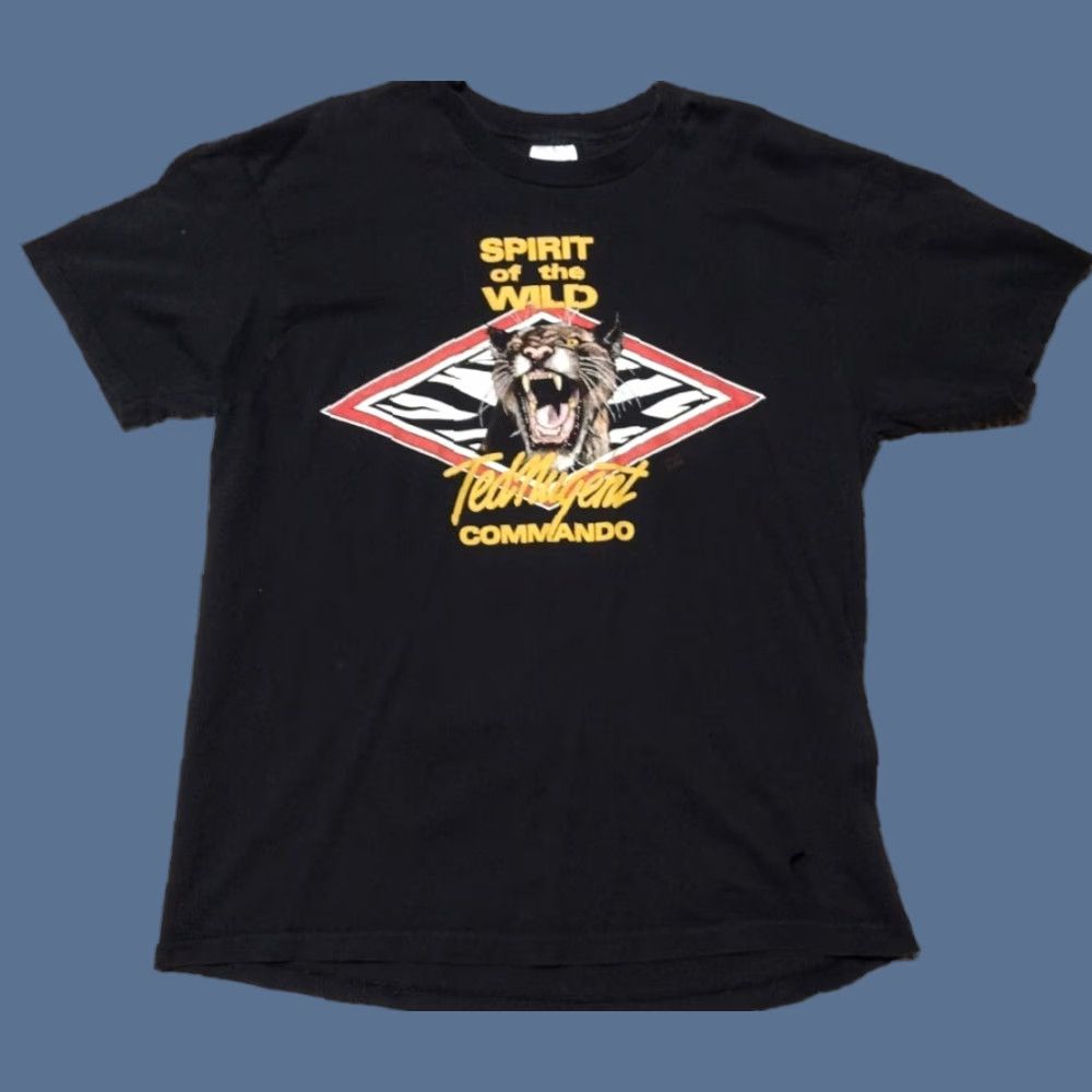 Hanes VINTAGE Ted Nugent Shirt XL Spirit of the Wild Damn Yankees Skynyrd 90s Mens Black Size US XL / EU 56 / 4 - 1 Thumbnail