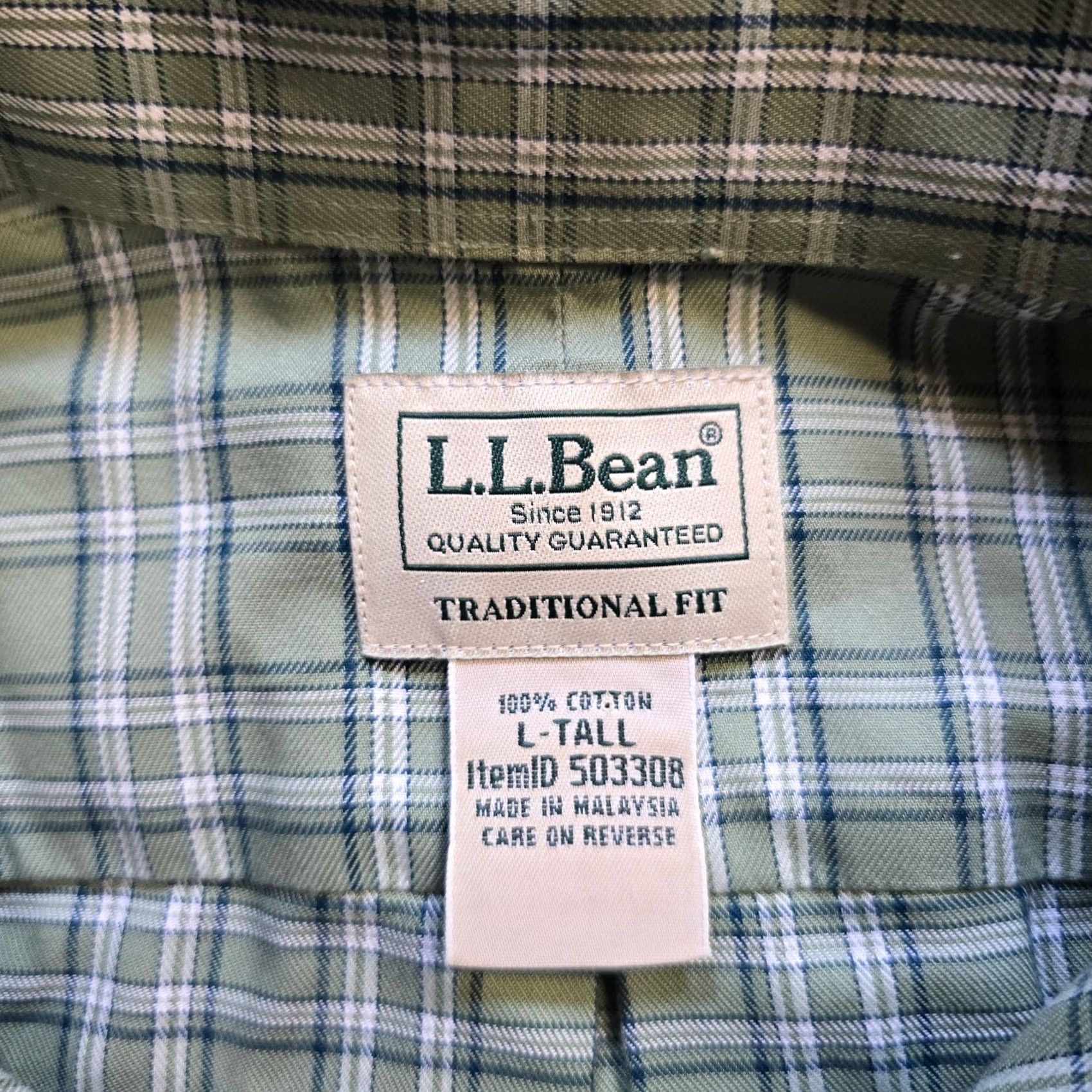 Vintage LL Bean Shirt Mens Large Tall Green Plaid Twill Button-Front Casual No Iron Shirt Mens Large Tall Green Plaid Twill Casual Button-Up Size US L / EU 52-54 / 3 - 3 Thumbnail